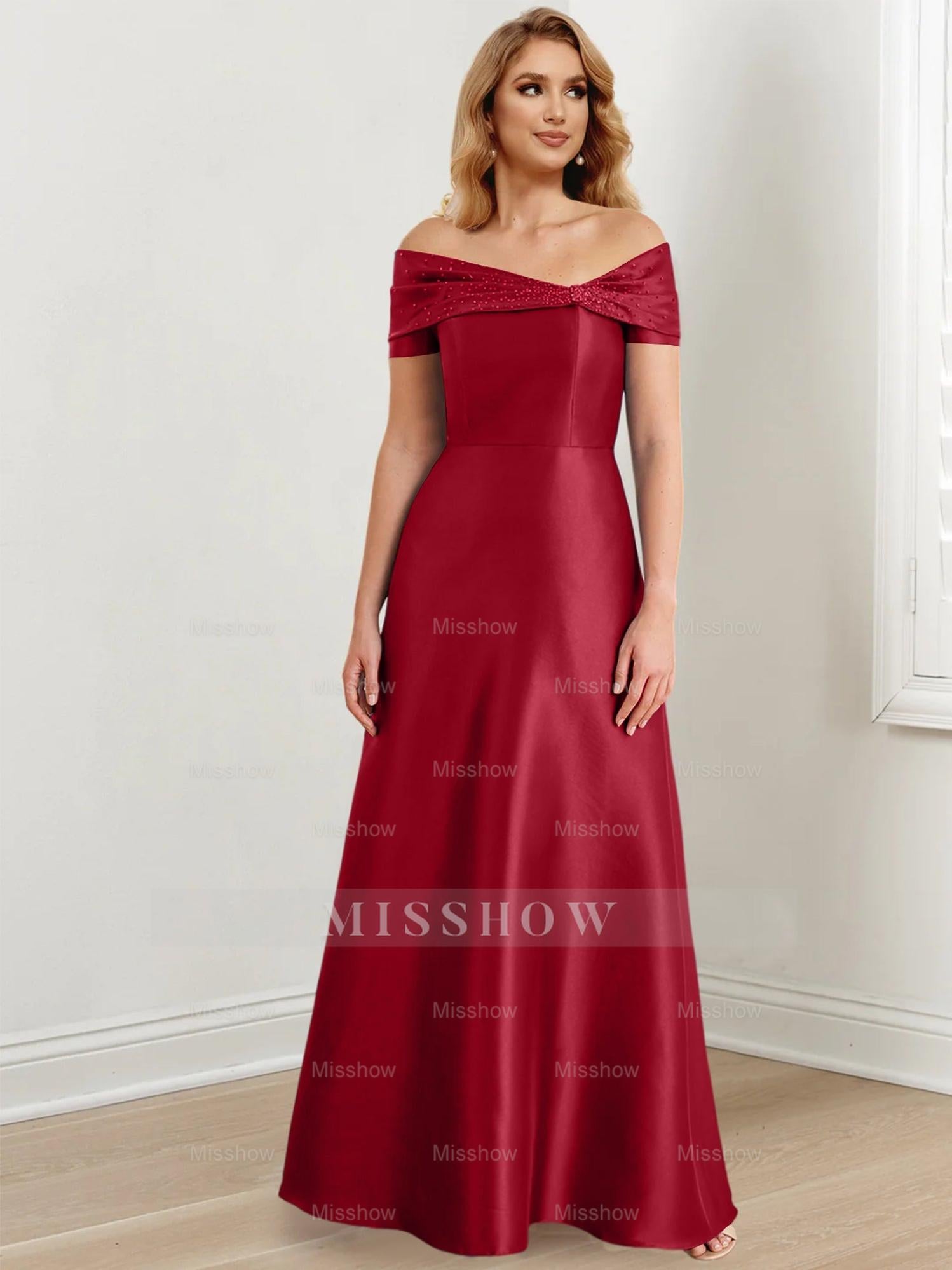 Elegant Floor-Length Off-the-Shoulder Mother of the Bride A-Line/Princess Dresses