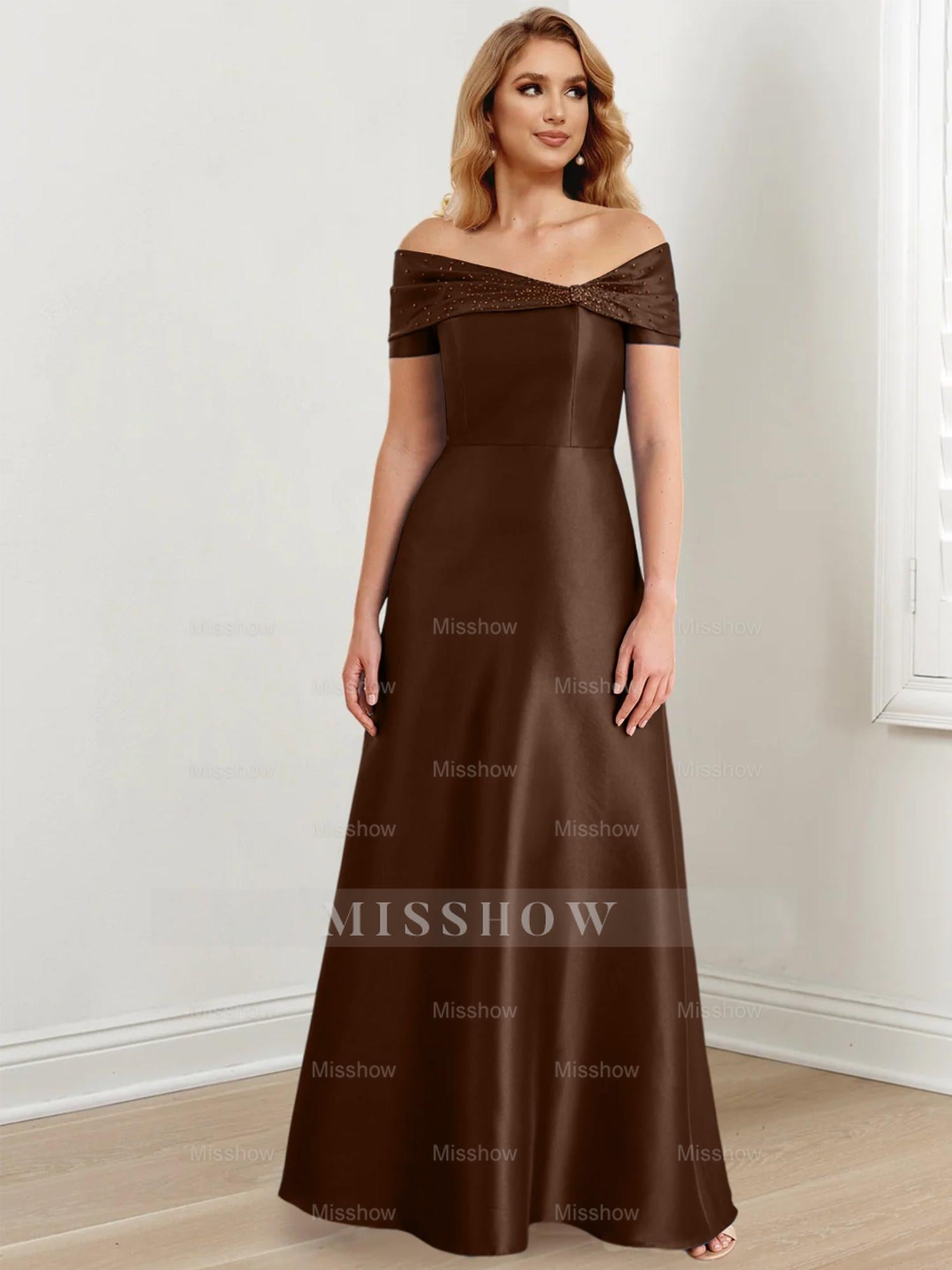 Elegant Floor-Length Off-the-Shoulder Mother of the Bride A-Line/Princess Dresses