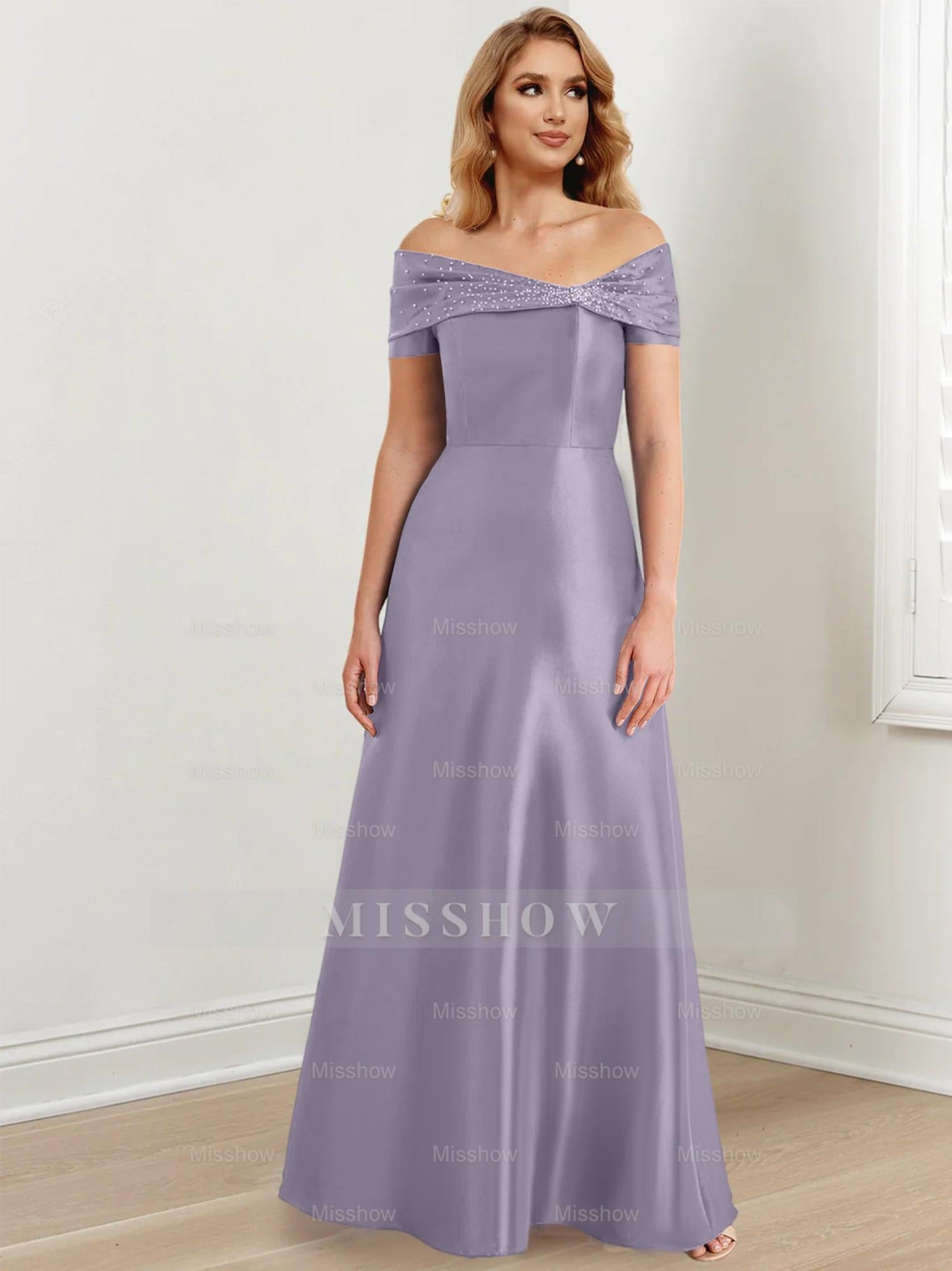Elegant Floor-Length Off-the-Shoulder Mother of the Bride A-Line/Princess Dresses
