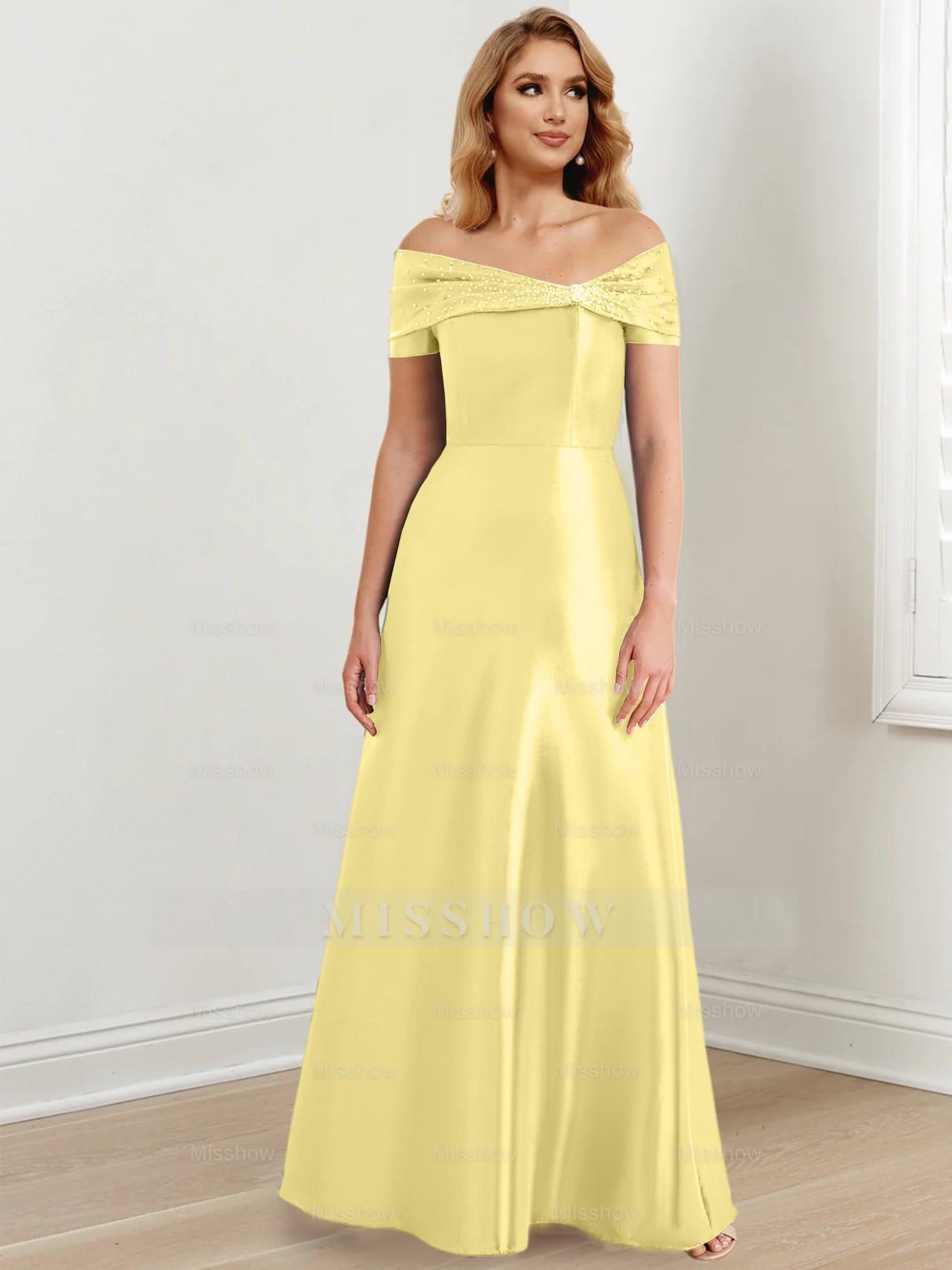 Elegant Floor-Length Off-the-Shoulder Mother of the Bride A-Line/Princess Dresses