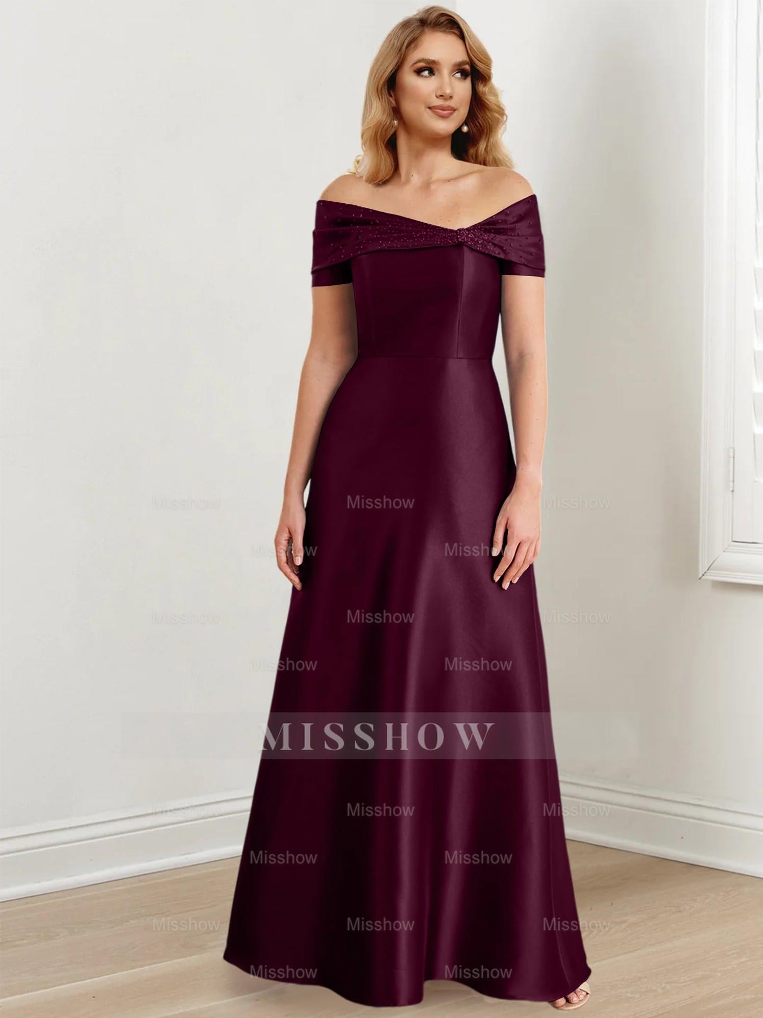 Elegant Floor-Length Off-the-Shoulder Mother of the Bride A-Line/Princess Dresses