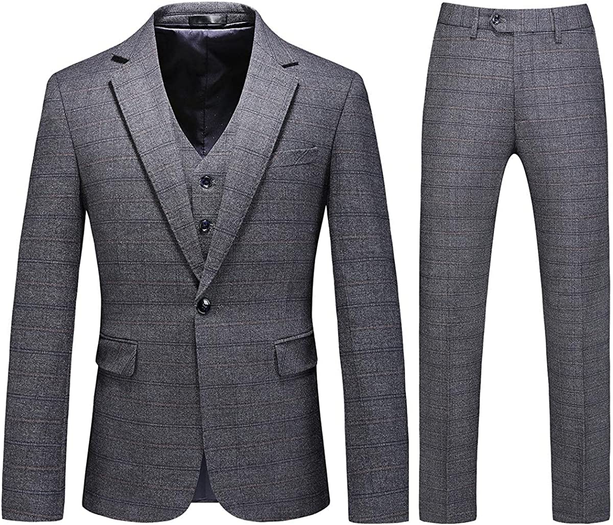 Elegant Gray Notch Lapel Three-Piece Men's Business Suit