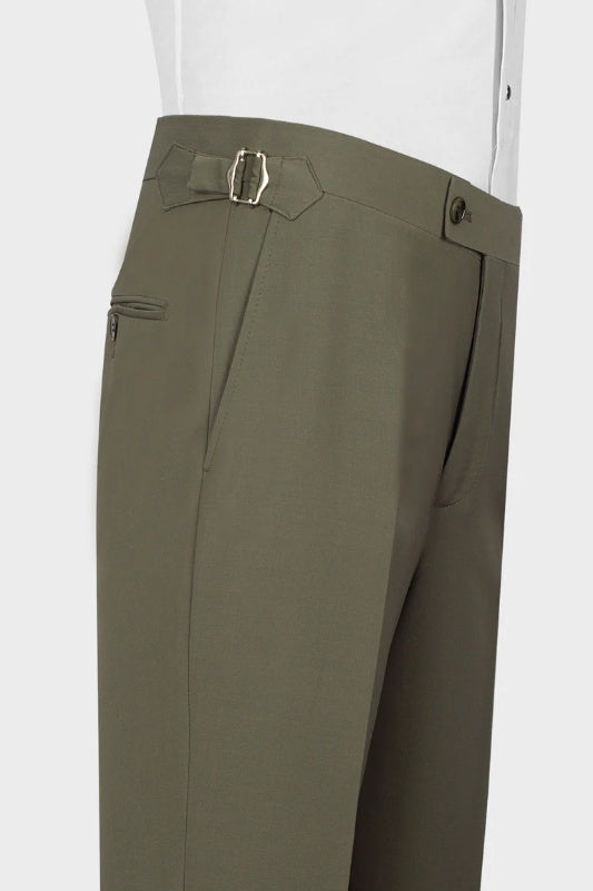 Elegant Green Peak Lapel Business Wear Three Piece