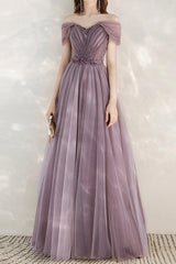 Elegant Infinity Tulle Off the Shoulder Sweetheart Long Formal Dress With Sequins