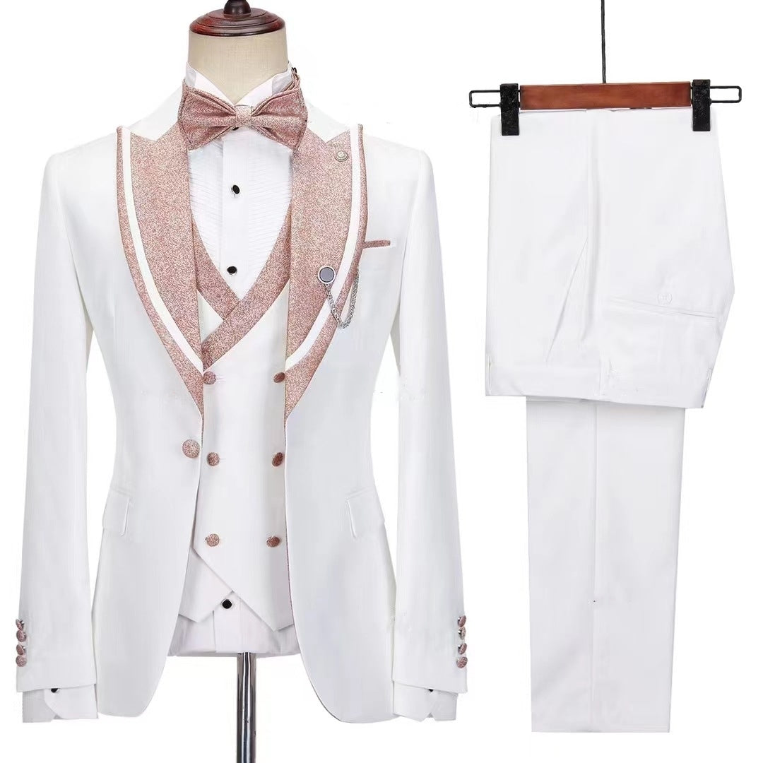 Elegant Ivory Peak Lapel Three-Piece Prom Suit