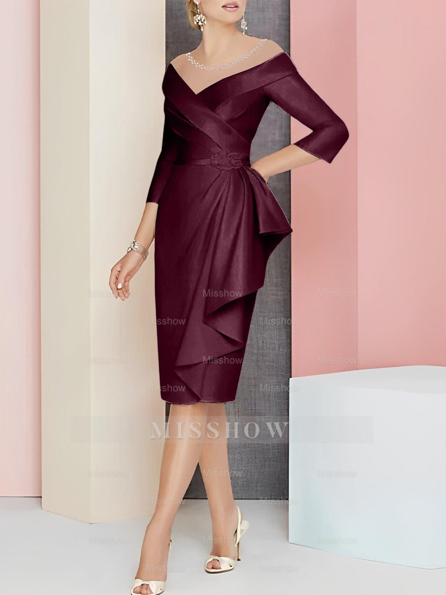 Elegant Knee-Length V-Neck Sheath/Column Mother of the Bride Dresses