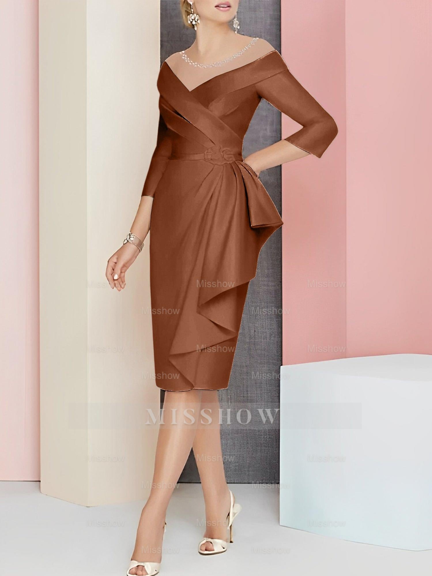 Elegant Knee-Length V-Neck Sheath/Column Mother of the Bride Dresses