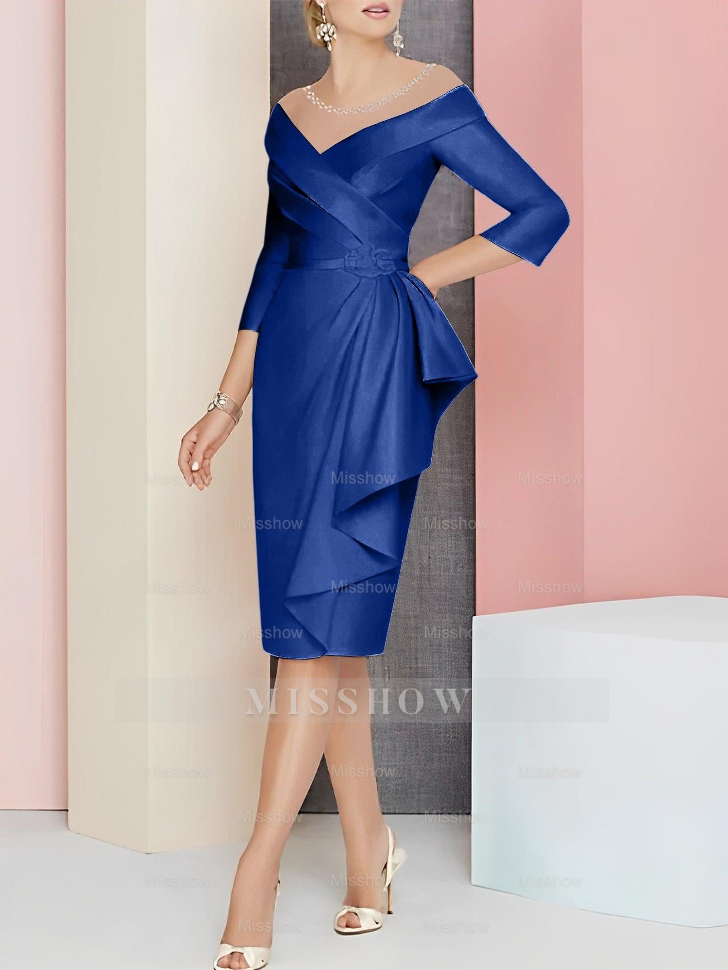 Elegant Knee-Length V-Neck Sheath/Column Mother of the Bride Dresses