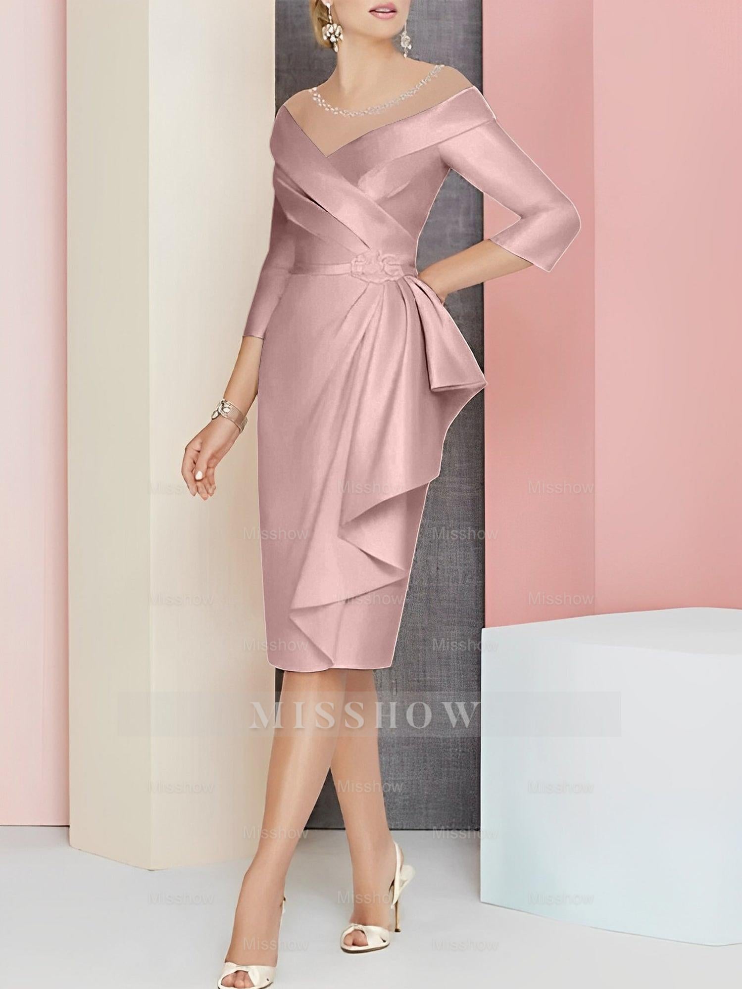 Elegant Knee-Length V-Neck Sheath/Column Mother of the Bride Dresses