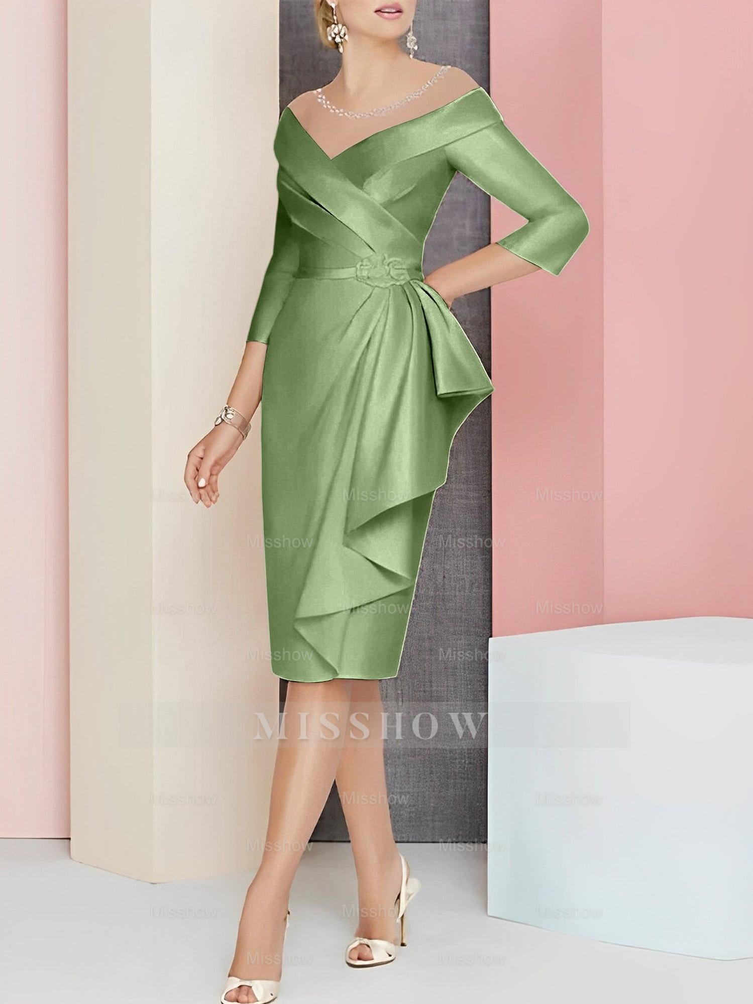 Elegant Knee-Length V-Neck Sheath/Column Mother of the Bride Dresses