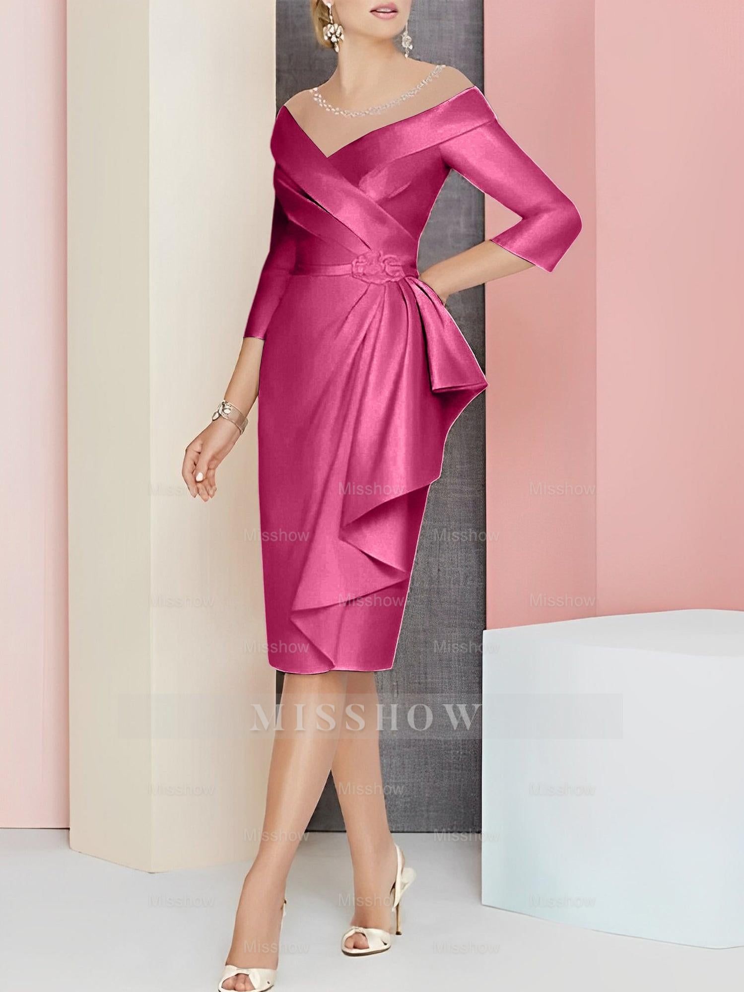 Elegant Knee-Length V-Neck Sheath/Column Mother of the Bride Dresses