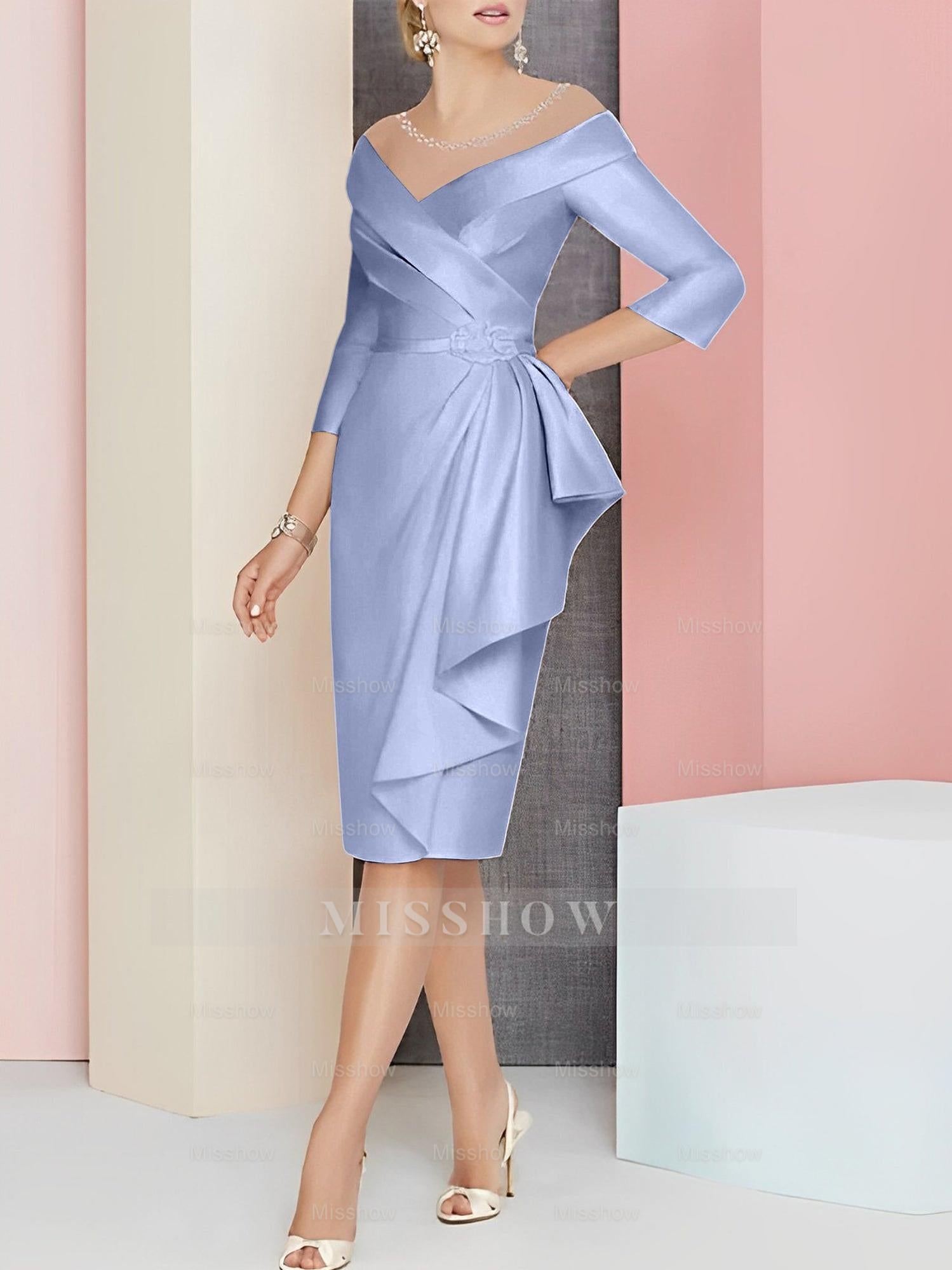 Elegant Knee-Length V-Neck Sheath/Column Mother of the Bride Dresses