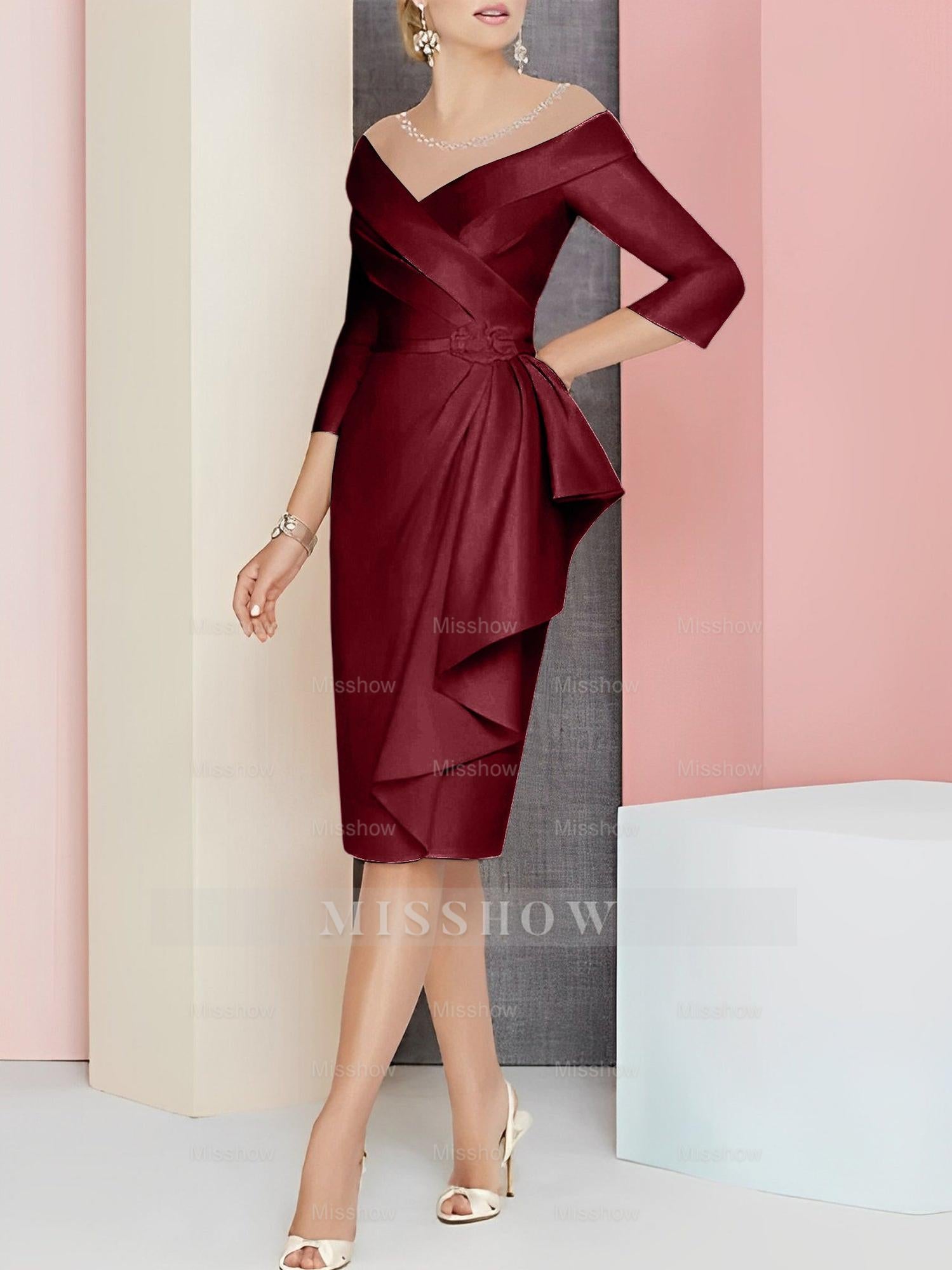 Elegant Knee-Length V-Neck Sheath/Column Mother of the Bride Dresses