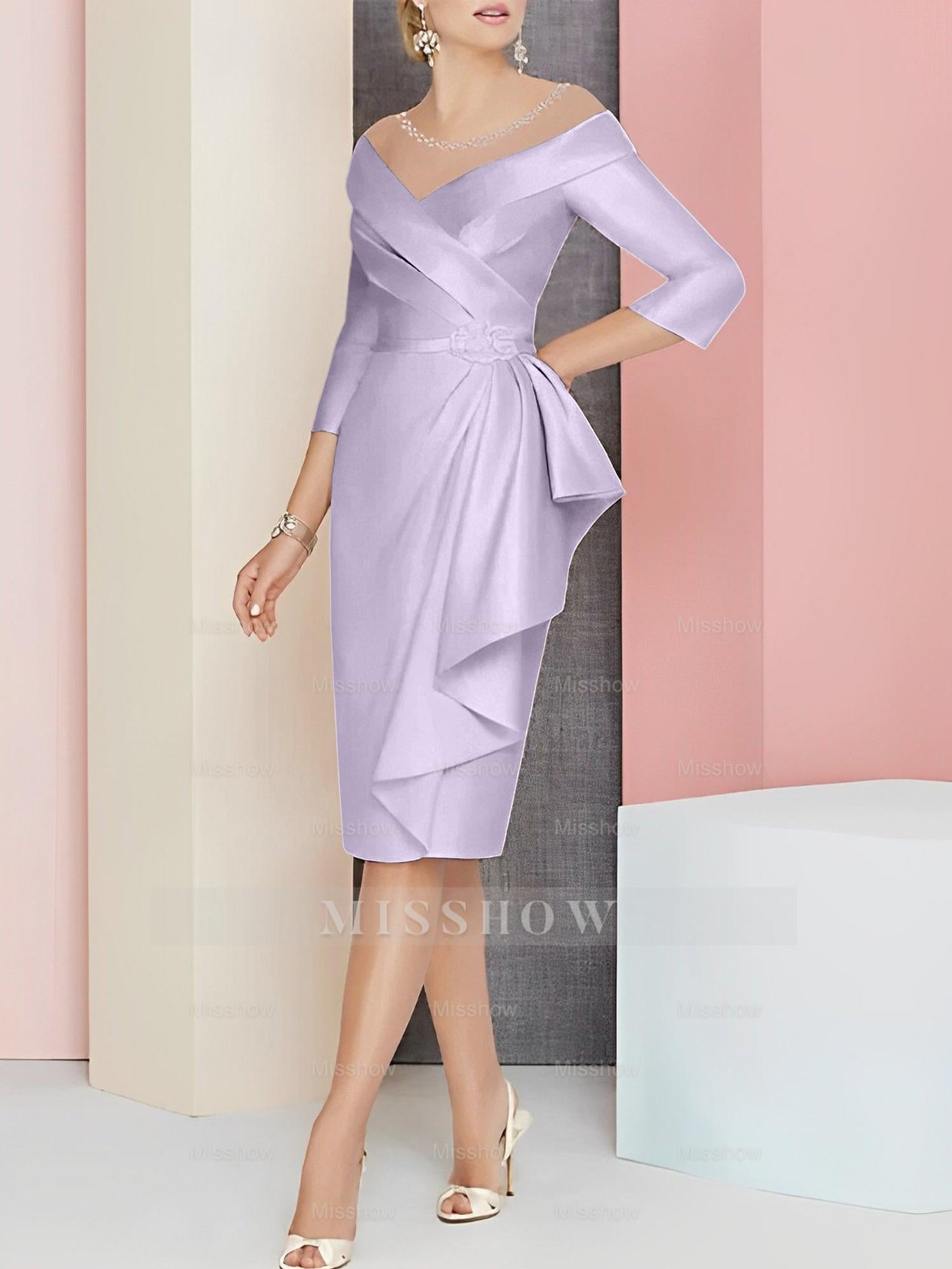 Elegant Knee-Length V-Neck Sheath/Column Mother of the Bride Dresses