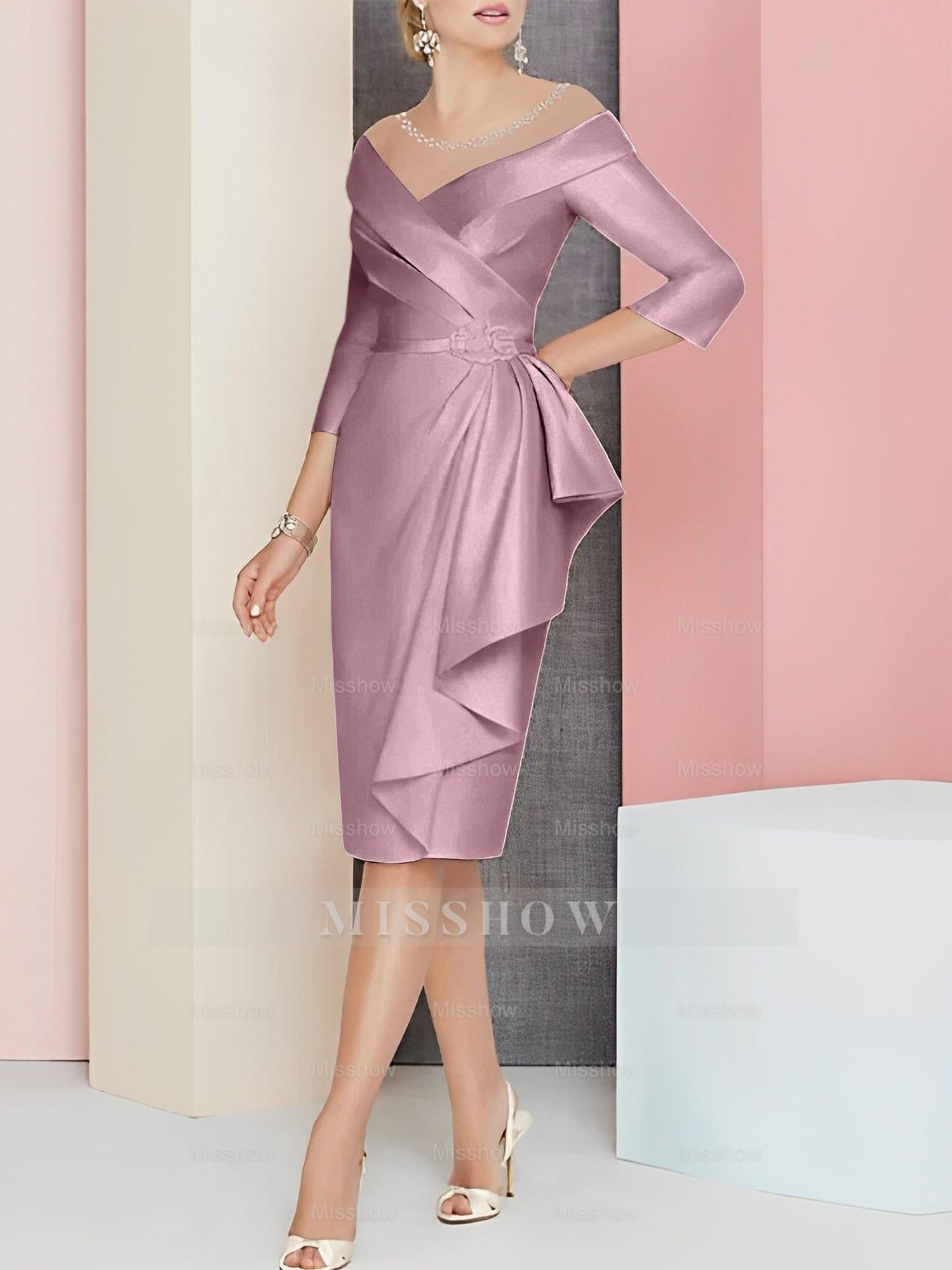 Elegant Knee-Length V-Neck Sheath/Column Mother of the Bride Dresses