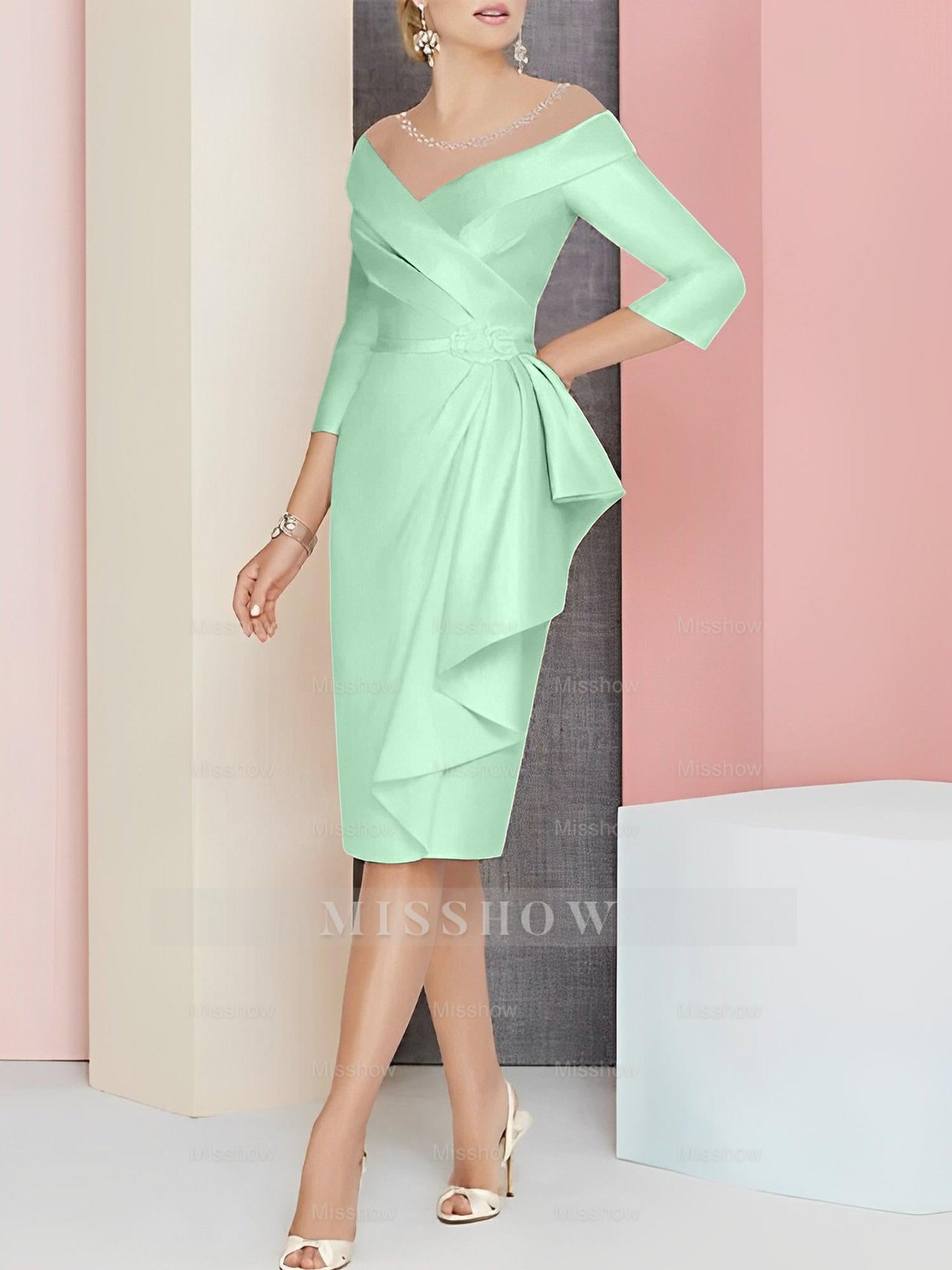 Elegant Knee-Length V-Neck Sheath/Column Mother of the Bride Dresses