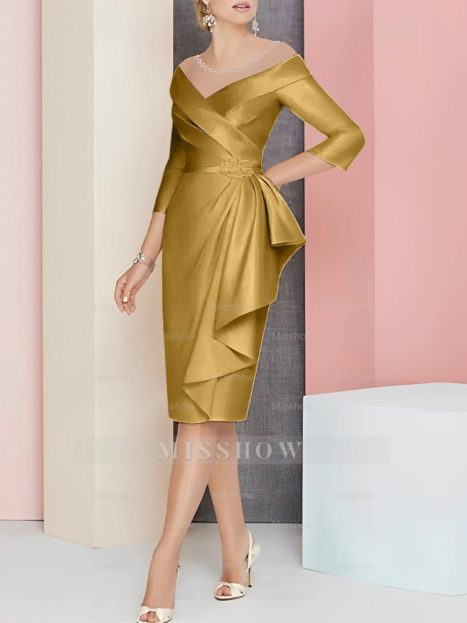 Elegant Knee-Length V-Neck Sheath/Column Mother of the Bride Dresses
