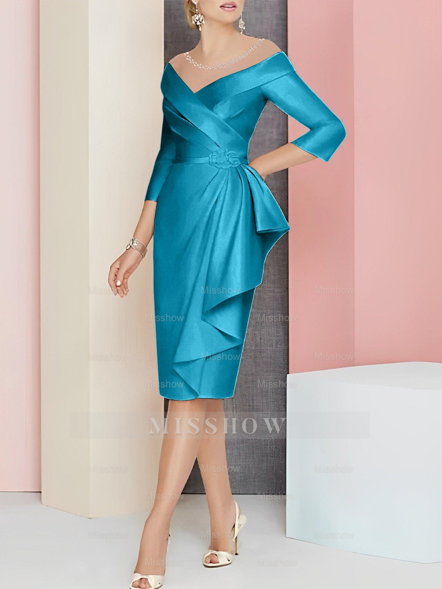 Elegant Knee-Length V-Neck Sheath/Column Mother of the Bride Dresses