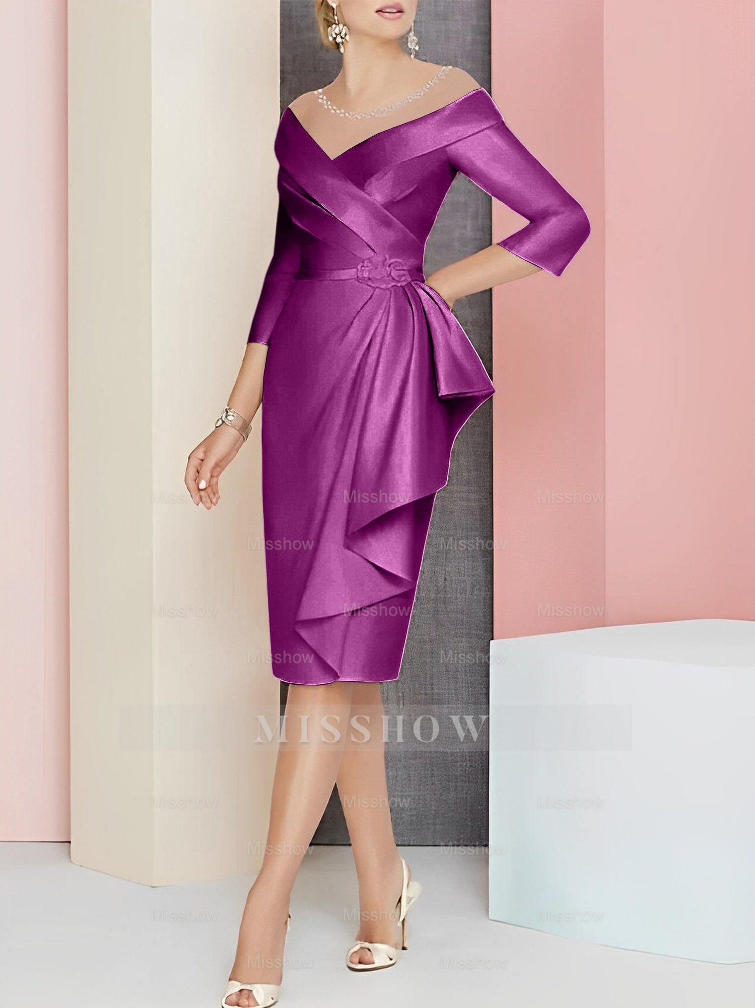 Elegant Knee-Length V-Neck Sheath/Column Mother of the Bride Dresses