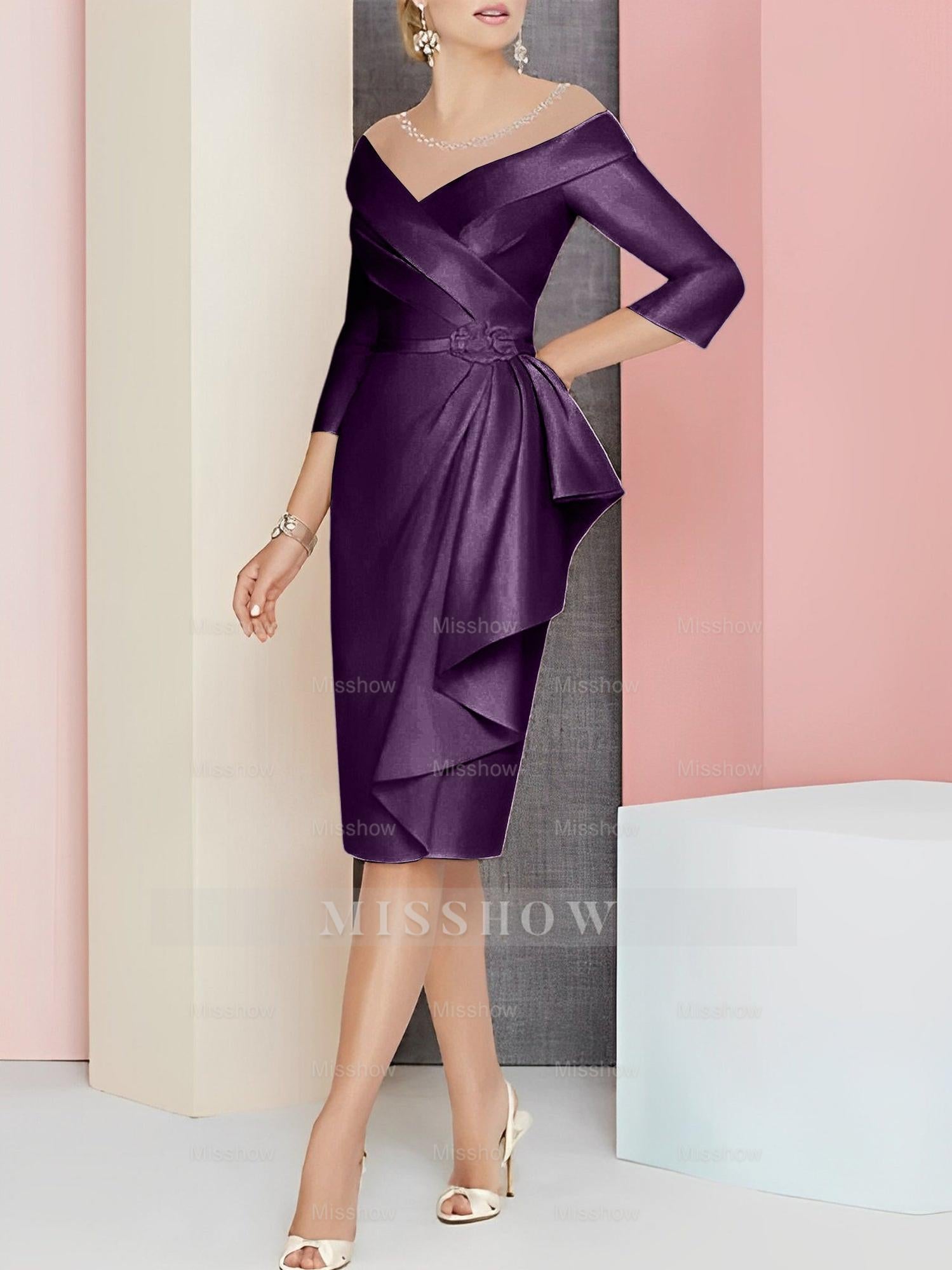 Elegant Knee-Length V-Neck Sheath/Column Mother of the Bride Dresses