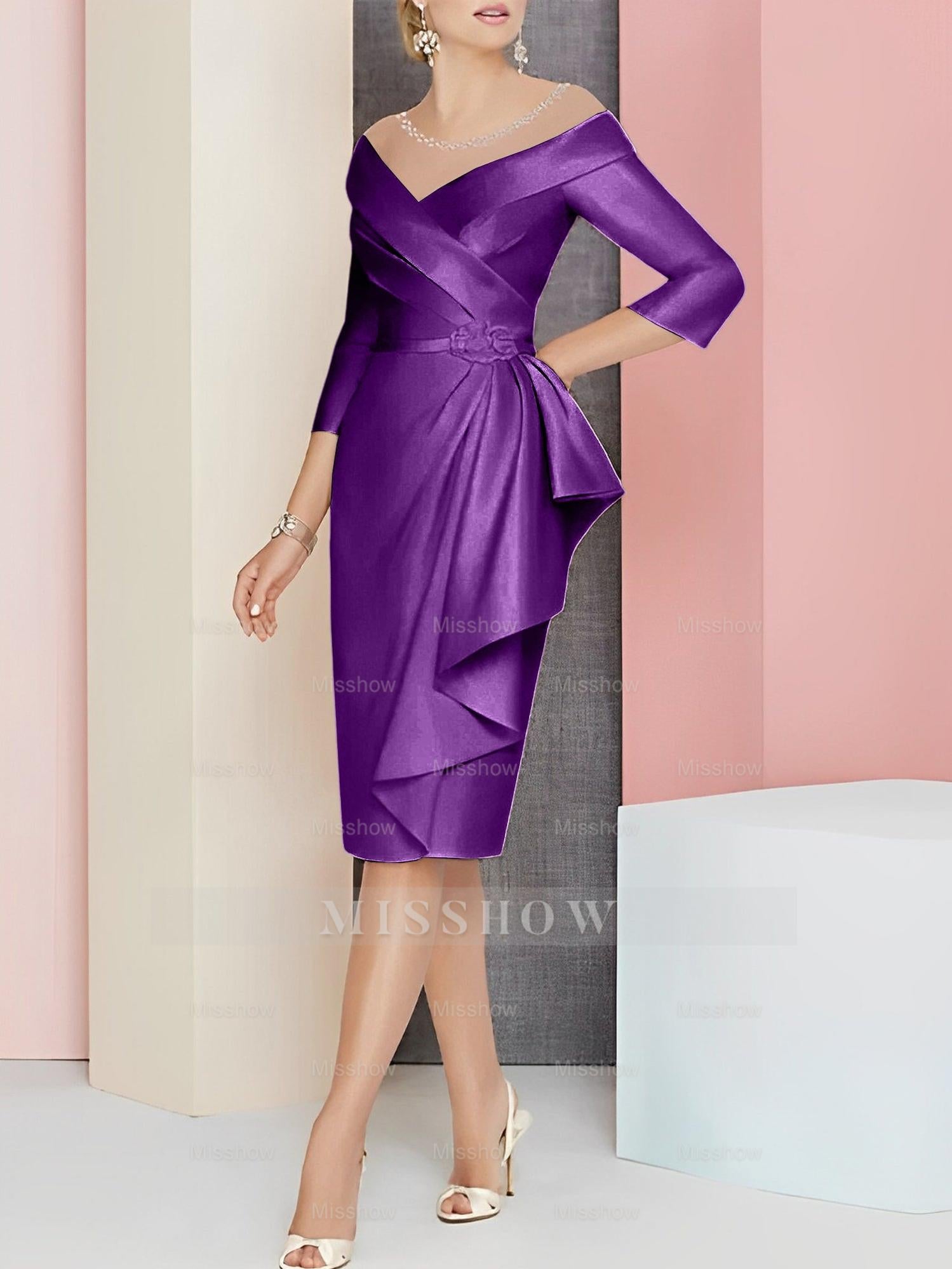 Elegant Knee-Length V-Neck Sheath/Column Mother of the Bride Dresses