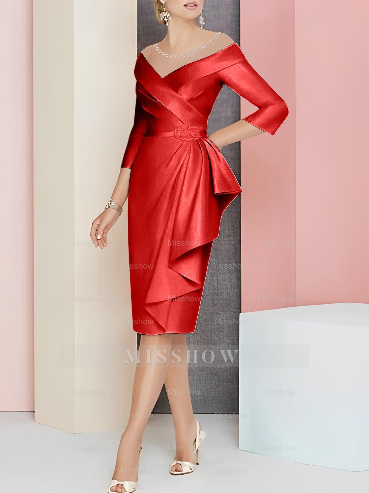 Elegant Knee-Length V-Neck Sheath/Column Mother of the Bride Dresses