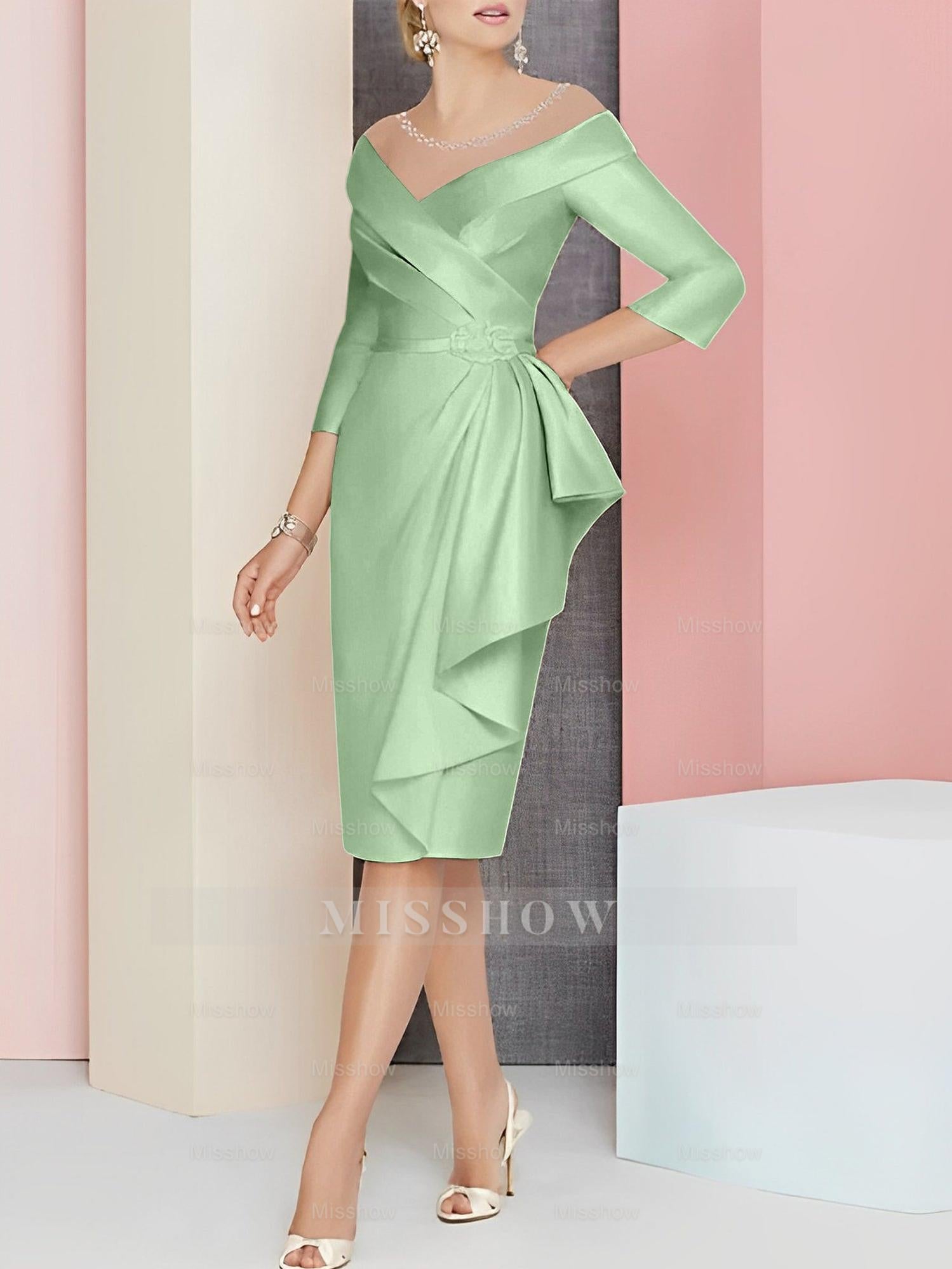 Elegant Knee-Length V-Neck Sheath/Column Mother of the Bride Dresses