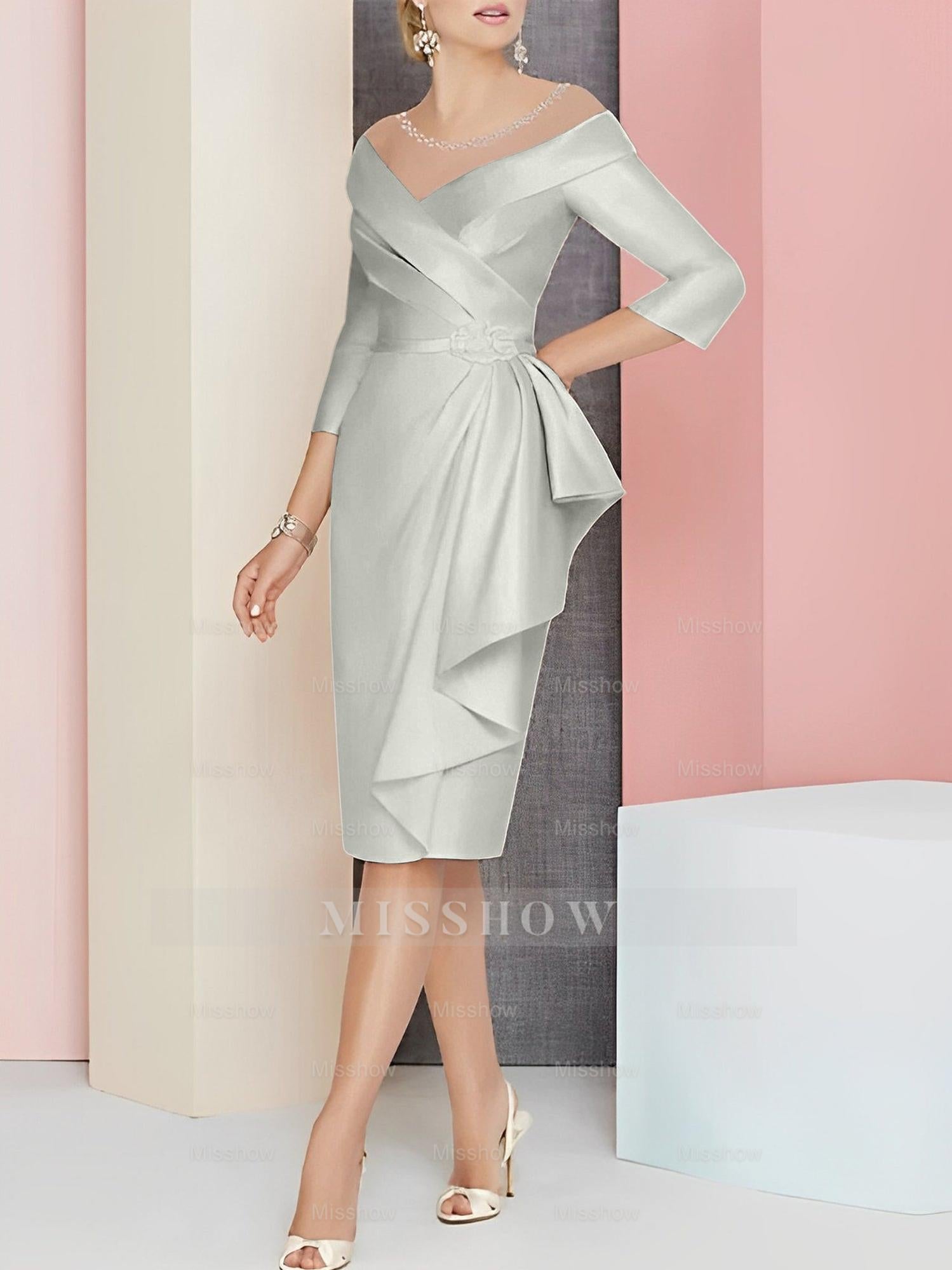 Elegant Knee-Length V-Neck Sheath/Column Mother of the Bride Dresses