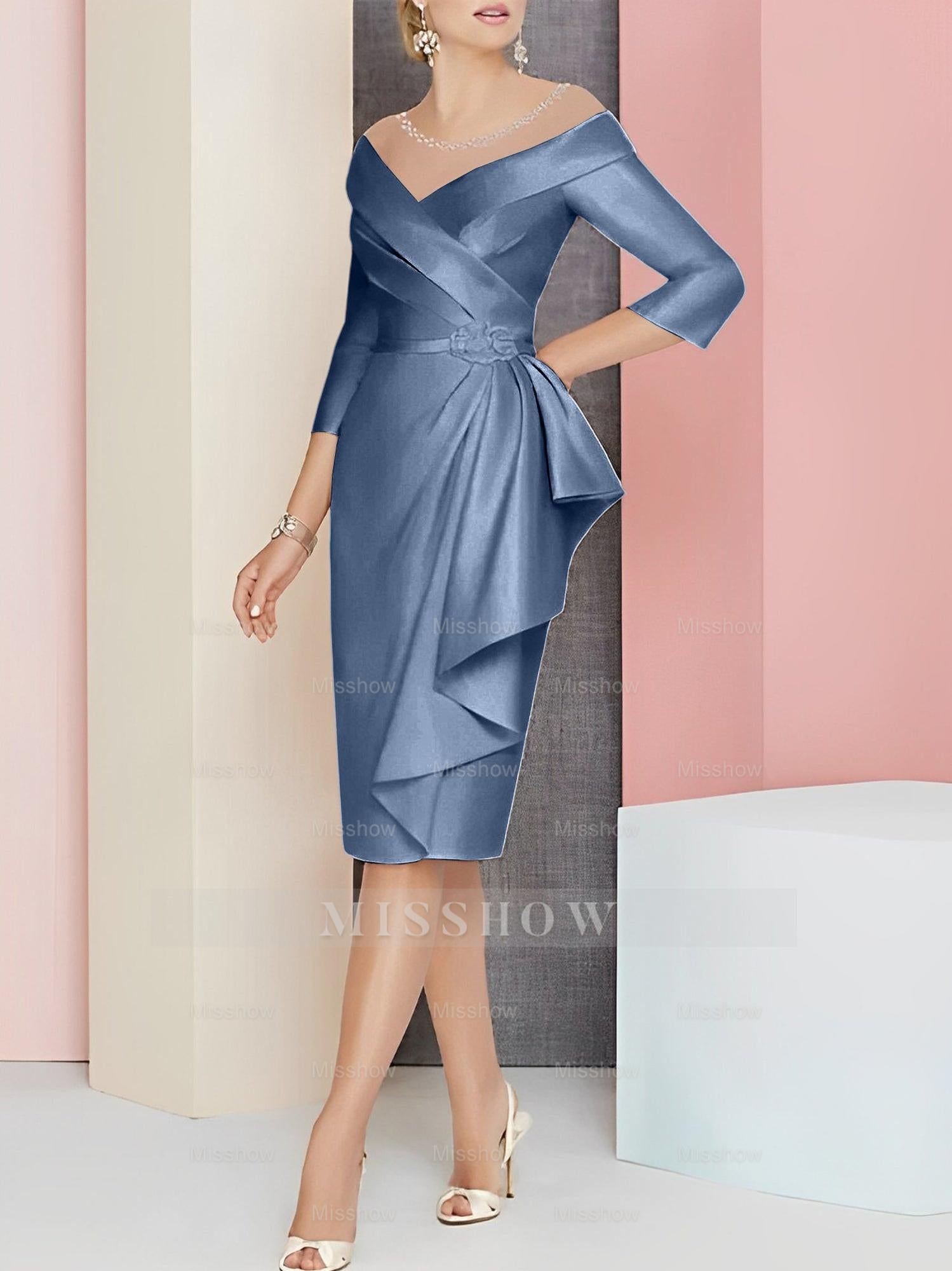 Elegant Knee-Length V-Neck Sheath/Column Mother of the Bride Dresses