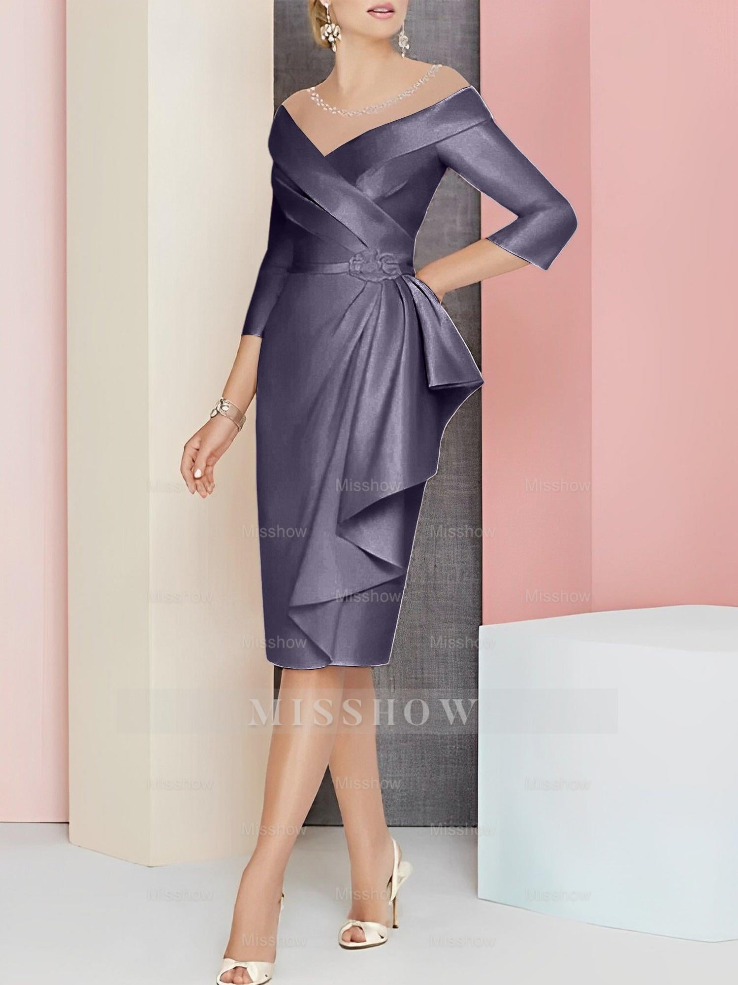 Elegant Knee-Length V-Neck Sheath/Column Mother of the Bride Dresses