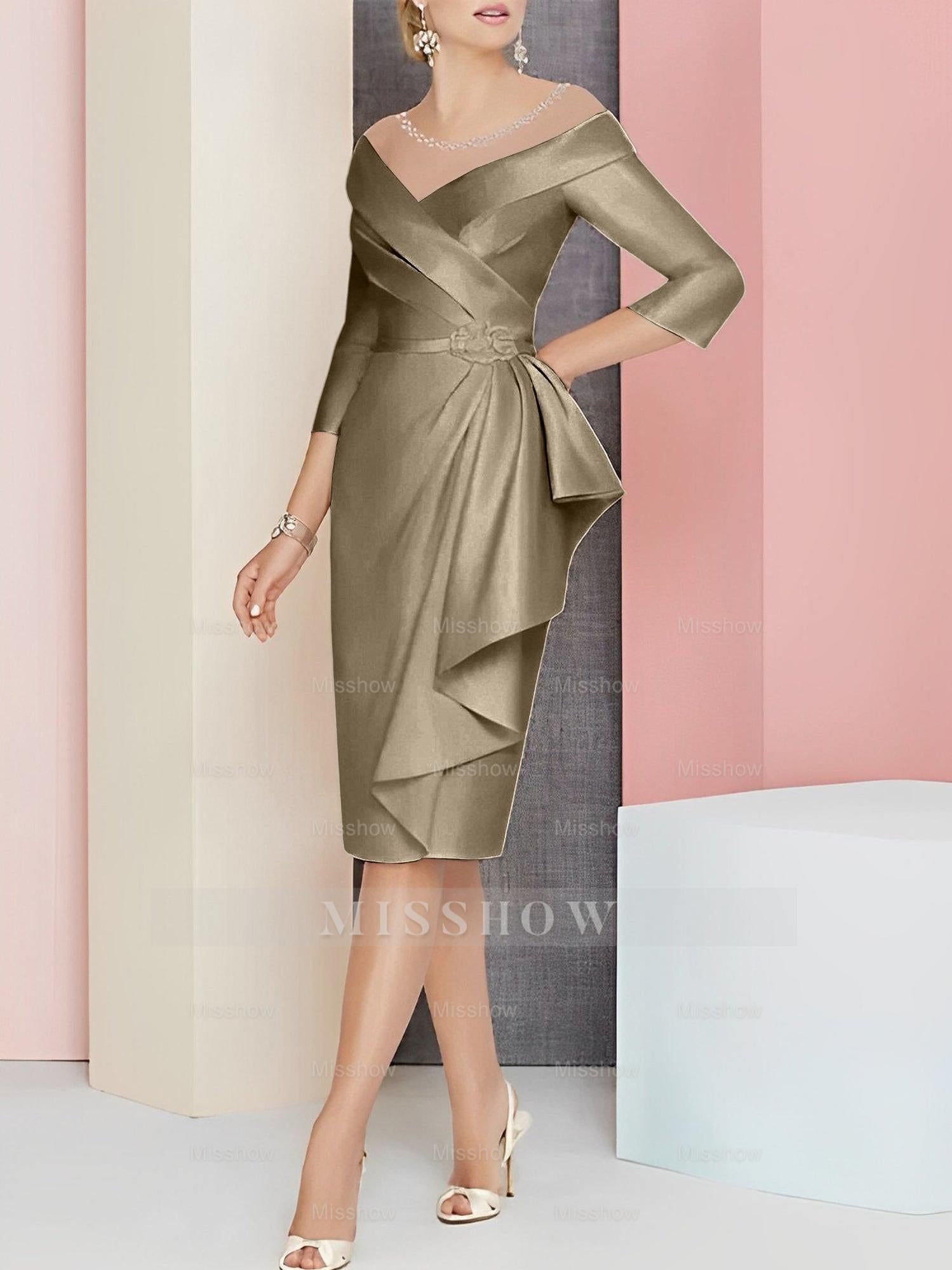 Elegant Knee-Length V-Neck Sheath/Column Mother of the Bride Dresses