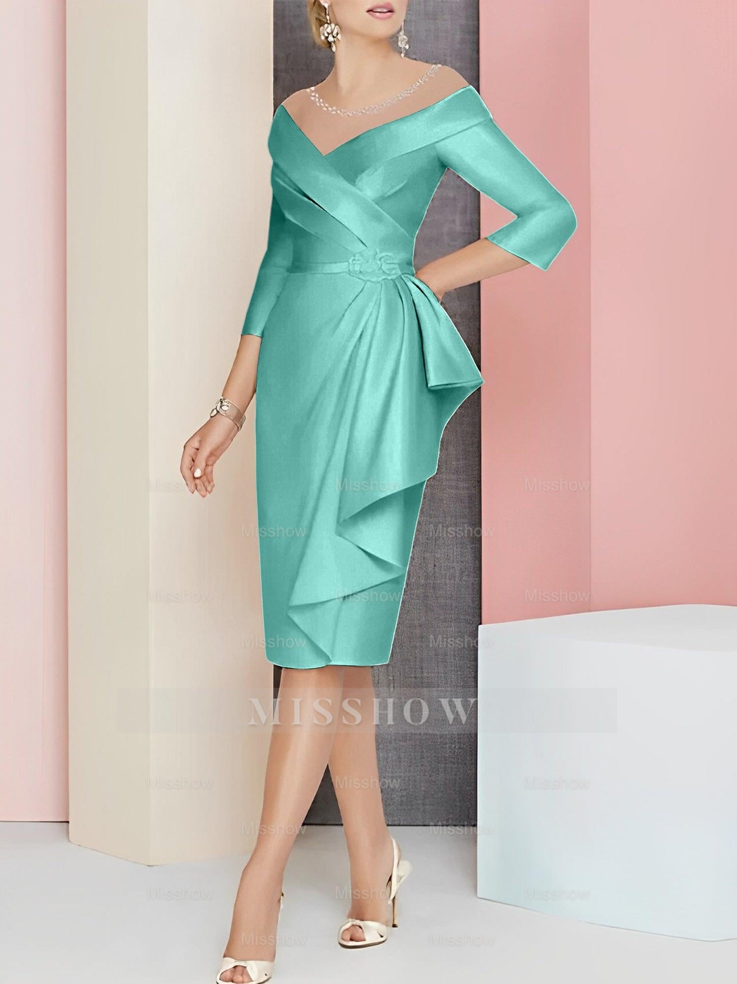Elegant Knee-Length V-Neck Sheath/Column Mother of the Bride Dresses