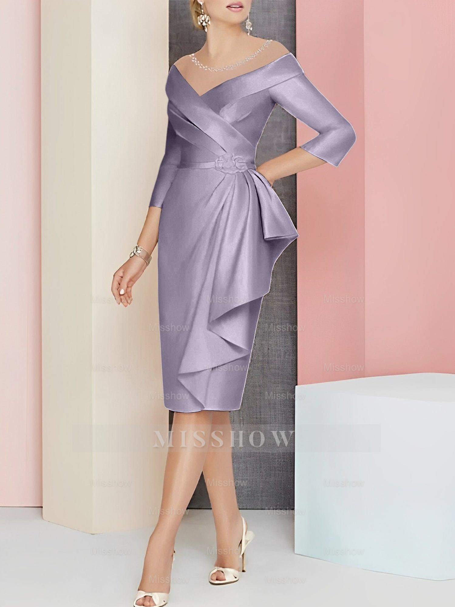 Elegant Knee-Length V-Neck Sheath/Column Mother of the Bride Dresses