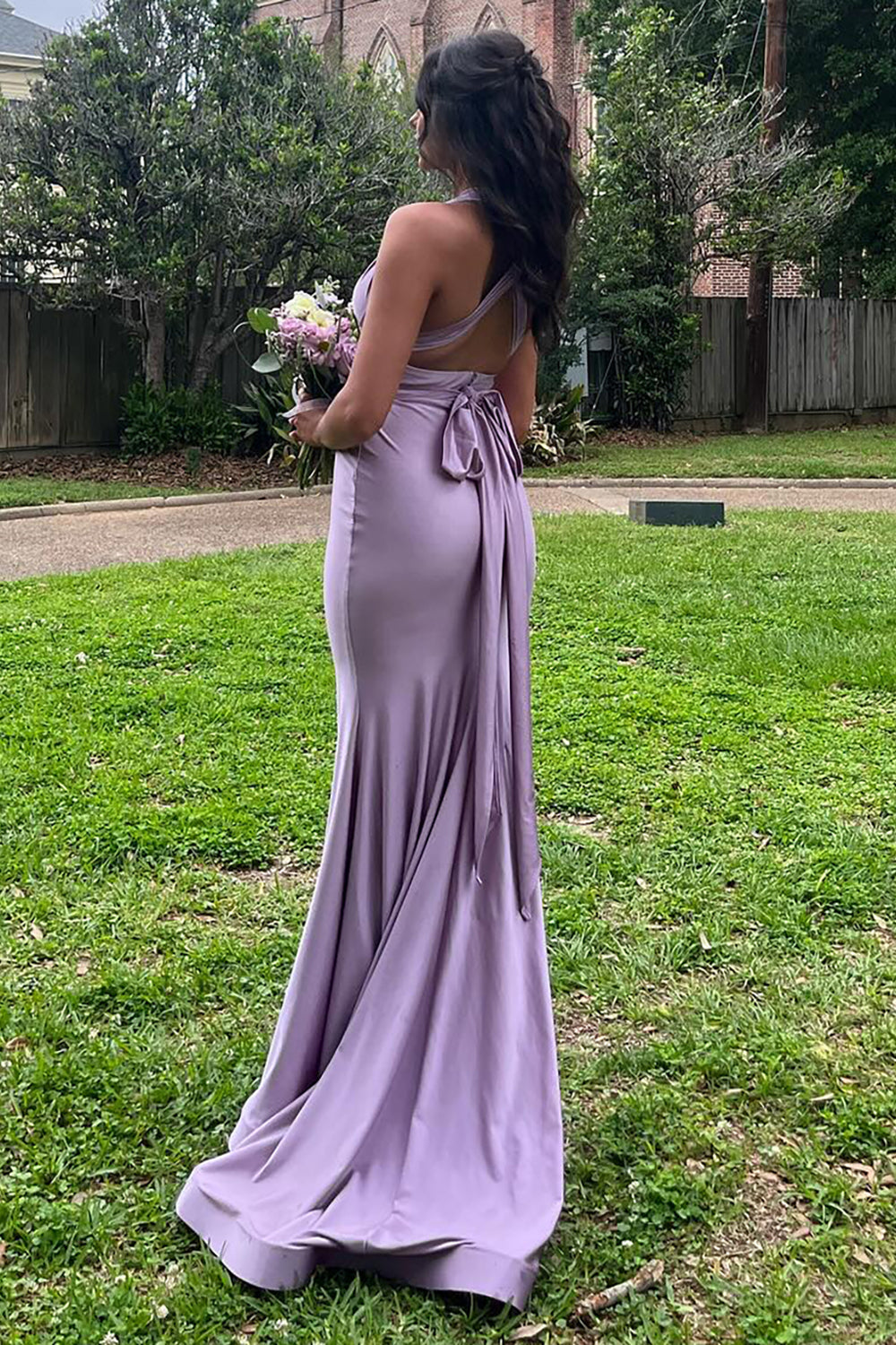 Elegant Light Blue Satin Mermaid Prom Dress with Halter Neckline and Backless Design