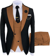 Elegant Light Brown Shawl Lapel Three-Piece Prom Suit For Men