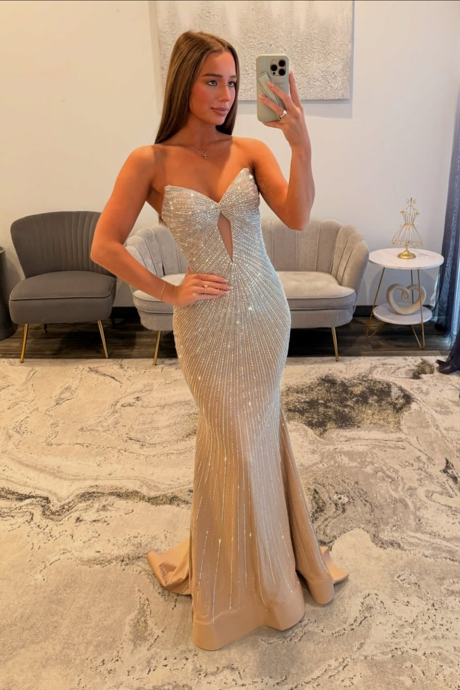 champagne mermaid prom dress Elegant Long Strapless Sequined – Victoria Crushed Velvet Midi Marlee captures the essence dior dress Color:Clay
