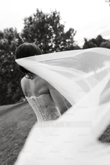 Elegant Long Column Strapless Lace Corset Sleeveless Wedding Dress