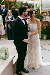 Elegant Long Column Strapless Lace Corset Sleeveless Wedding Dress