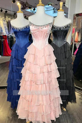 Sweetheart split-front A-line prom dress shown in several colours