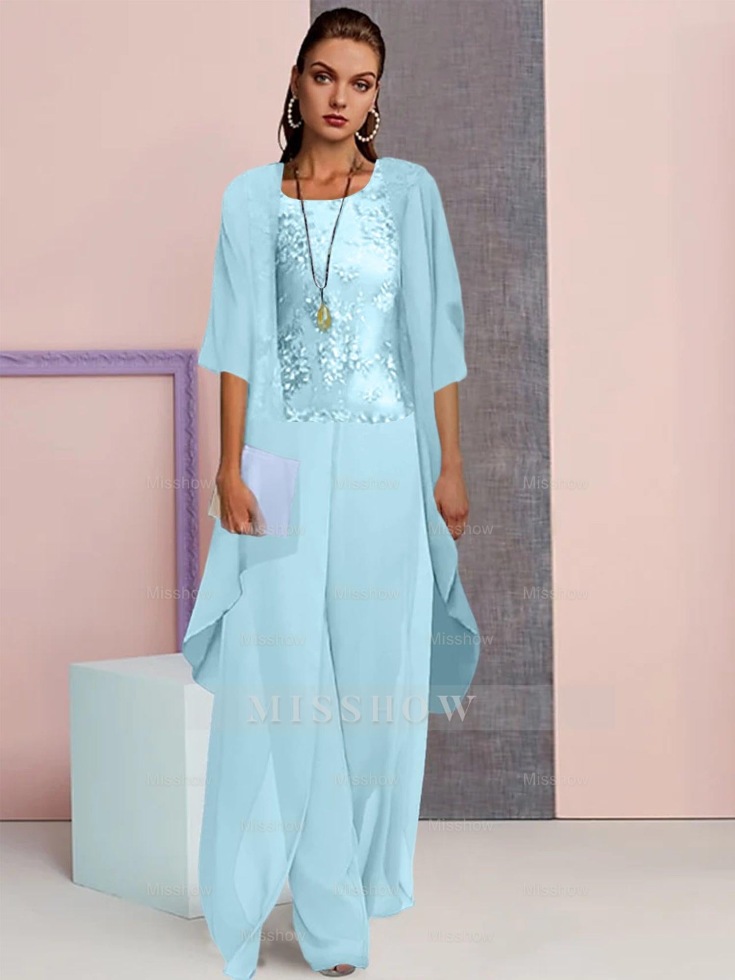 Elegant Mother of the Bride Jacket and Pantsuits in Chiffon