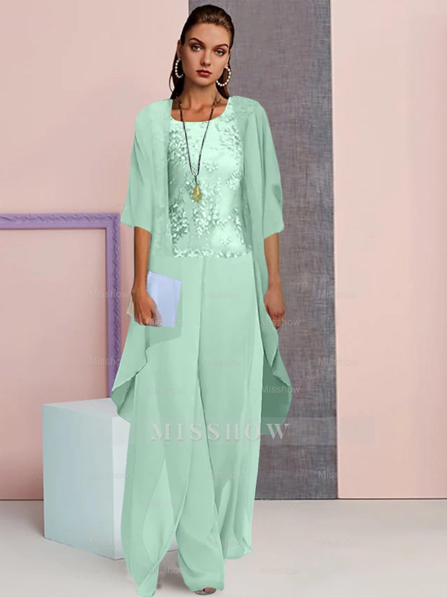 Elegant Mother of the Bride Jacket and Pantsuits in Chiffon