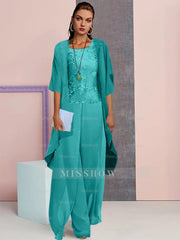 Elegant Mother of the Bride Jacket and Pantsuits in Chiffon