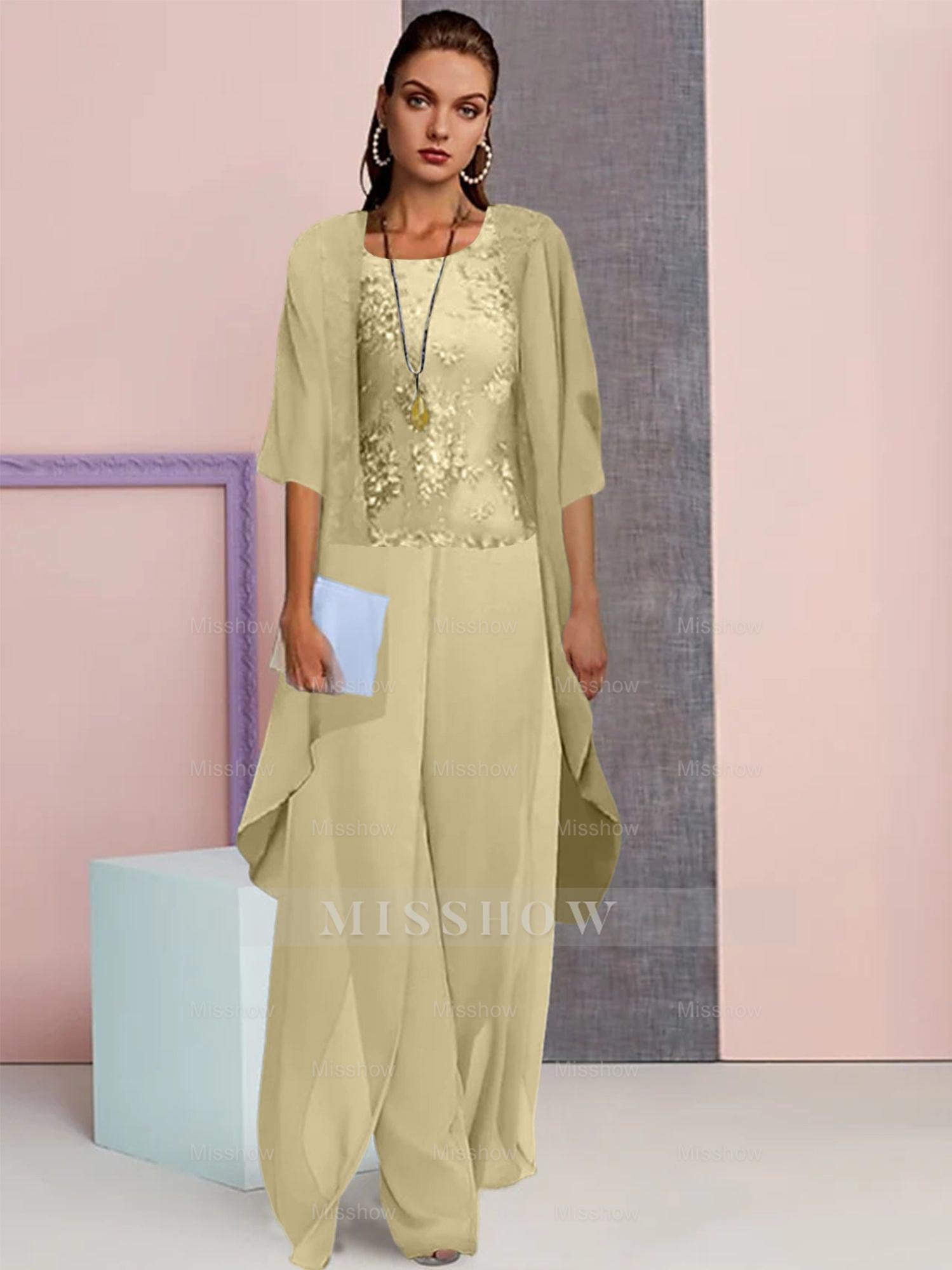 Elegant Mother of the Bride Jacket and Pantsuits in Chiffon