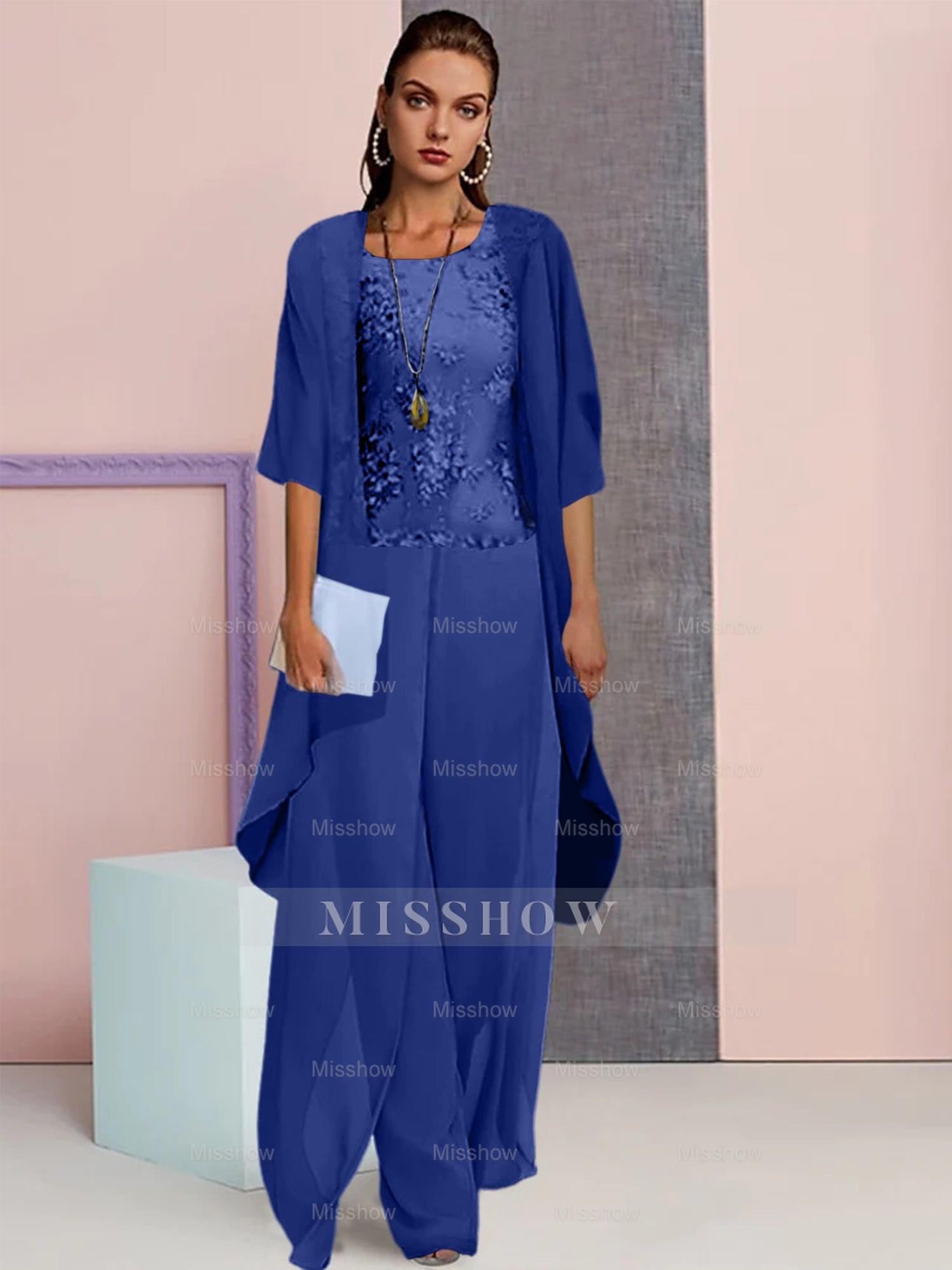 Elegant Mother of the Bride Jacket and Pantsuits in Chiffon