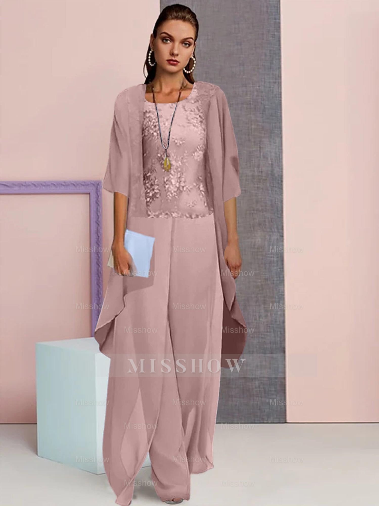 Elegant Mother of the Bride Jacket and Pantsuits in Chiffon