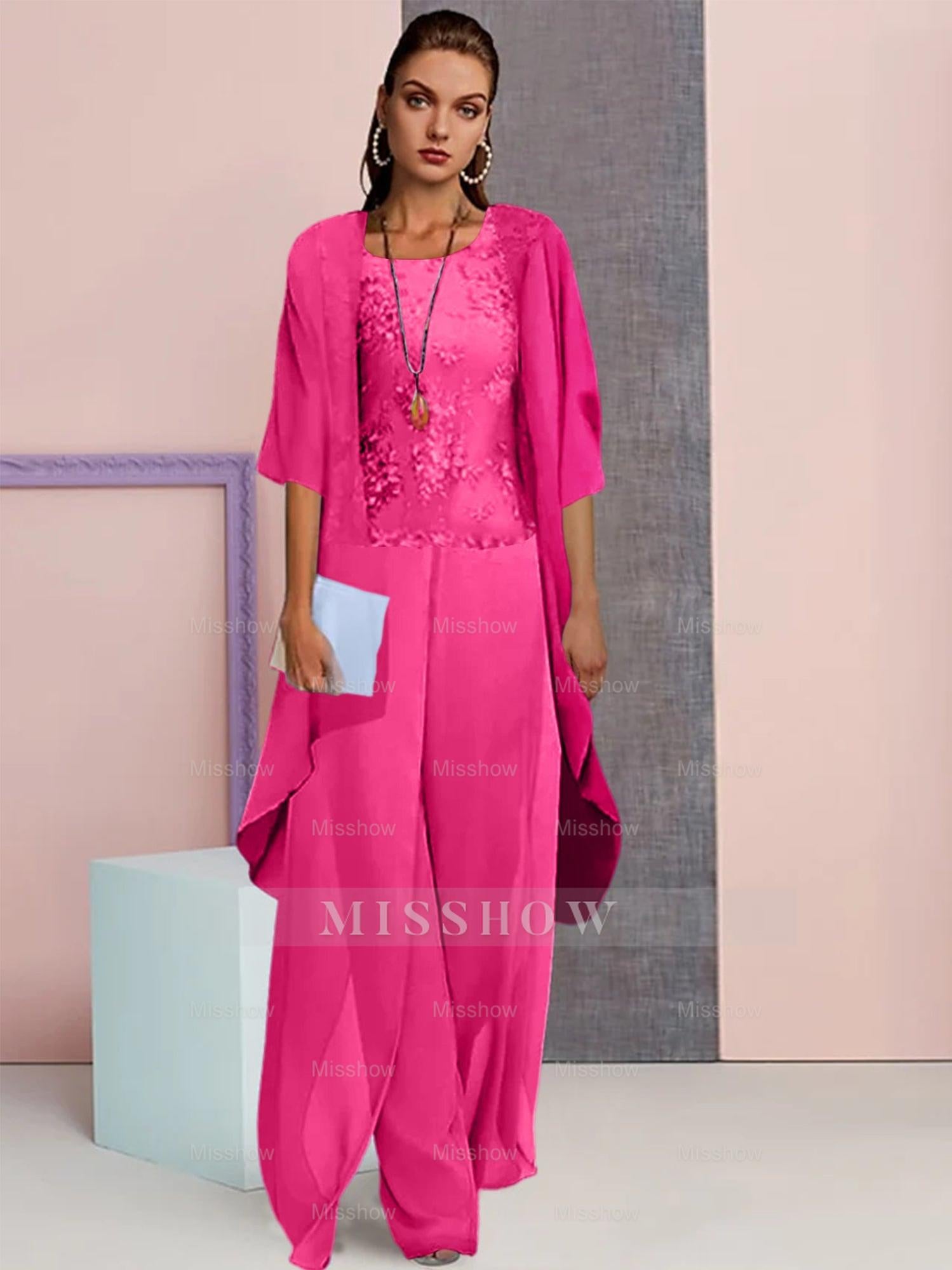 Elegant Mother of the Bride Jacket and Pantsuits in Chiffon