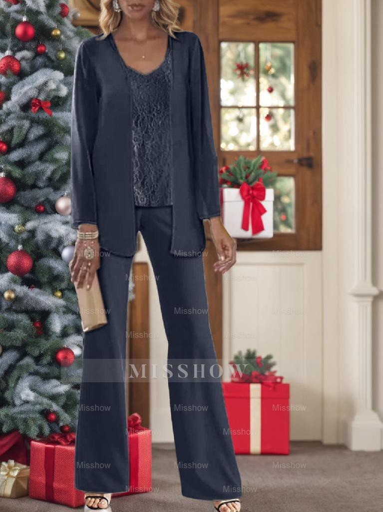 Elegant Mother of the Bride Pantsuits in Chiffon with Jacket