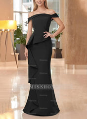 Elegant Off-the-Shoulder Floor-Length Sheath/Column Gown for the Mother of the Bride