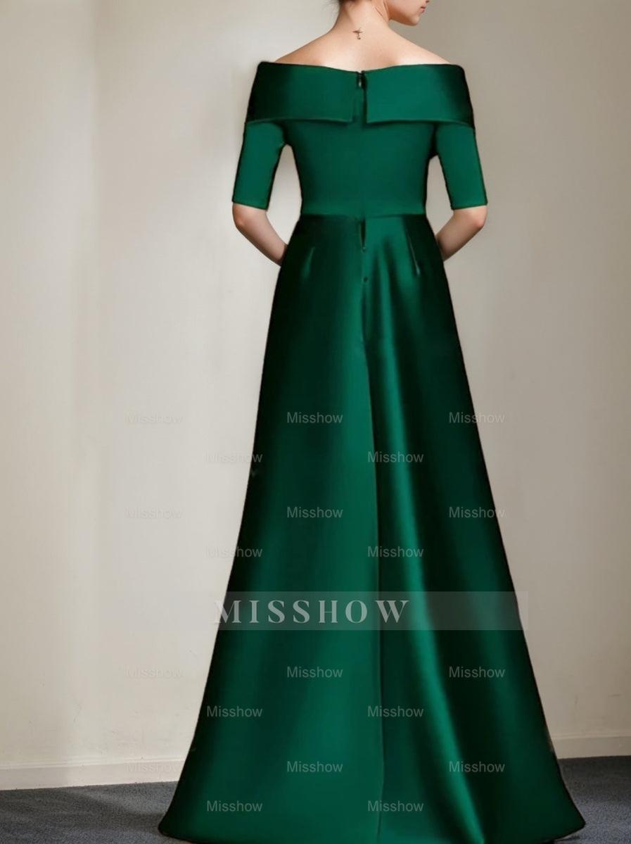 Elegant Off-the-Shoulder Mother of the Bride Dress with 1/2 Sleeves in A-Line/Princess Style
