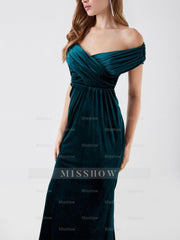 Elegant Off-the-Shoulder Velvet Floor-Length Dress for Mothers of the Bride & Groom